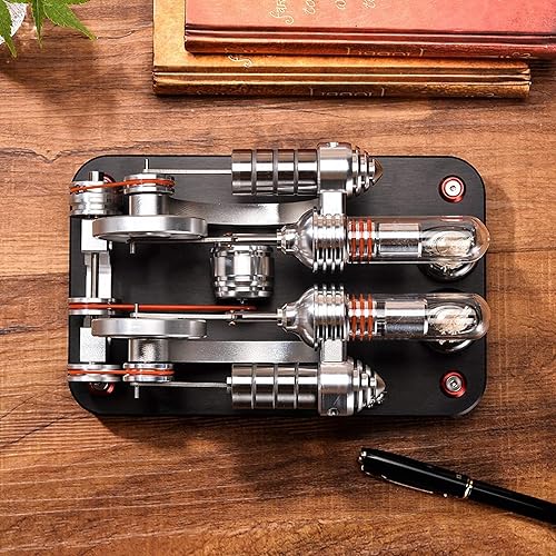 Miniatura 9 de Motor Stirling de aire caliente, modelo educativo, generador de energía eléctrica, kit de luces LED, kit de motor Stirling para adultos, juguete