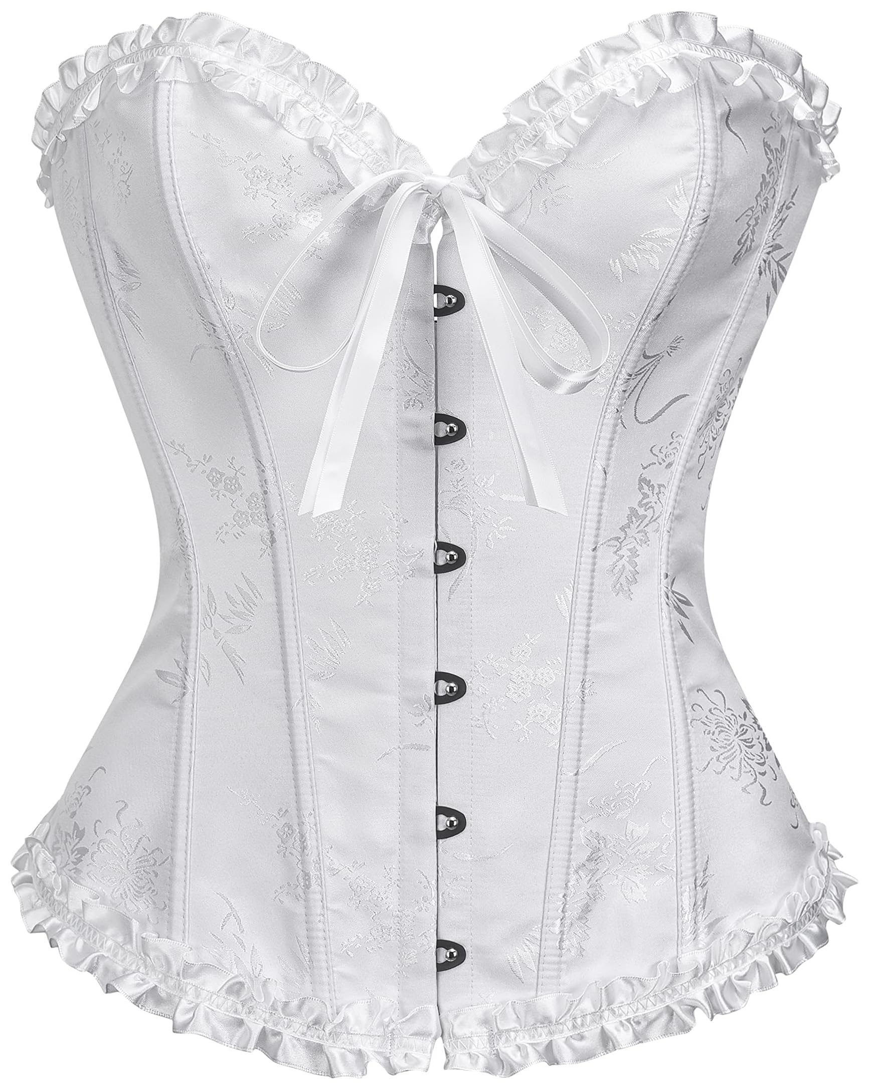 SZIVYSHI Corset Tops for Women, Bustier Shapewear Lingerie, Lace Waist Push Up Bodysuit: Medium Brilliant White