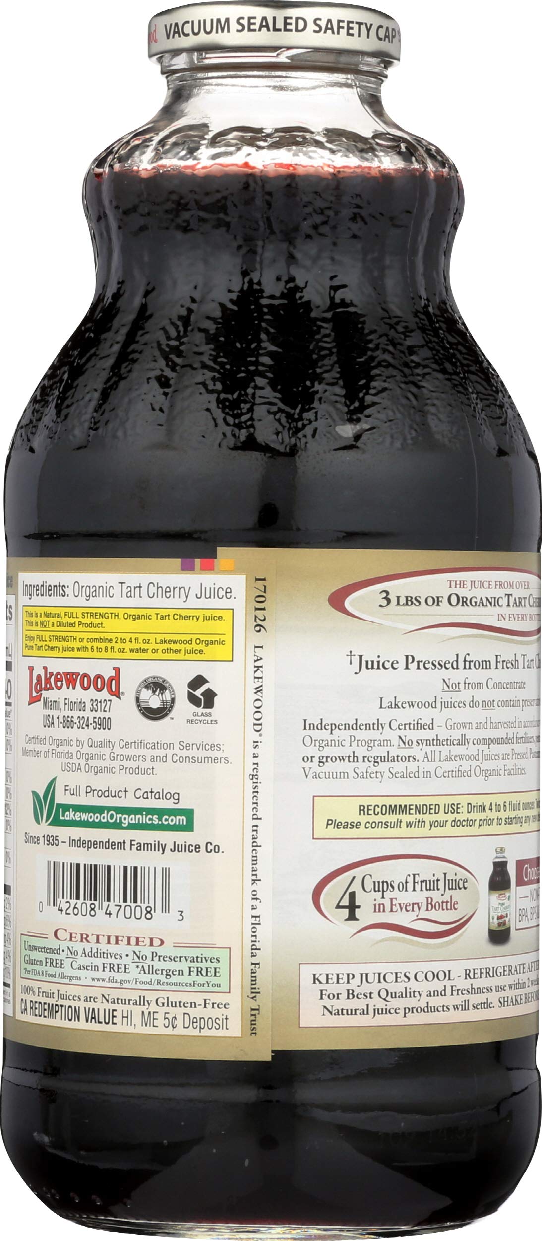 Lakewood Pure Tart Cherry Fresh Pressed 32 Fl Oz Pack of 6 product thumbnail 6