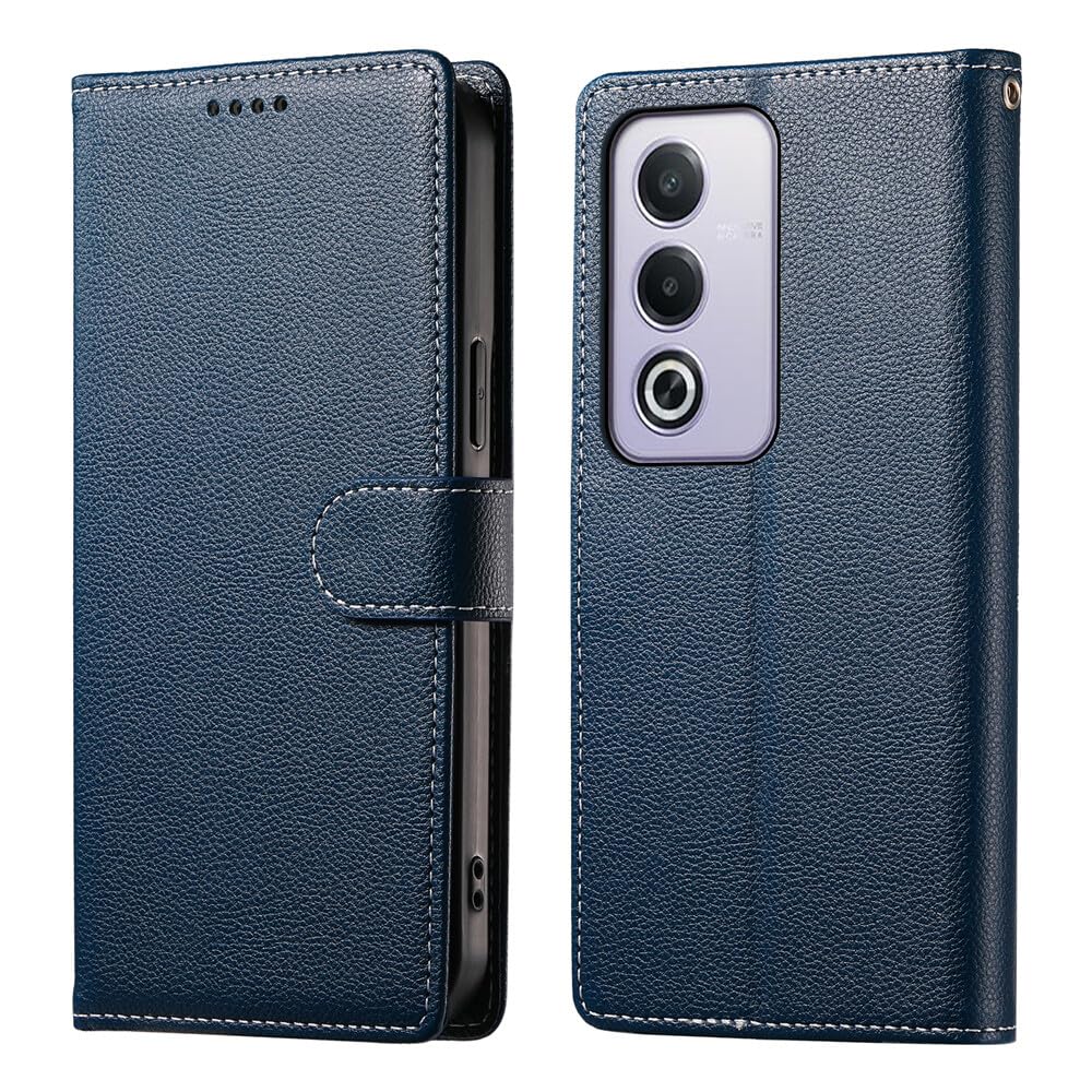 Generic Étui compatible avec Oppo A79 5G (couleur : bleu foncé) Étui portefeuille à rabat en cuir