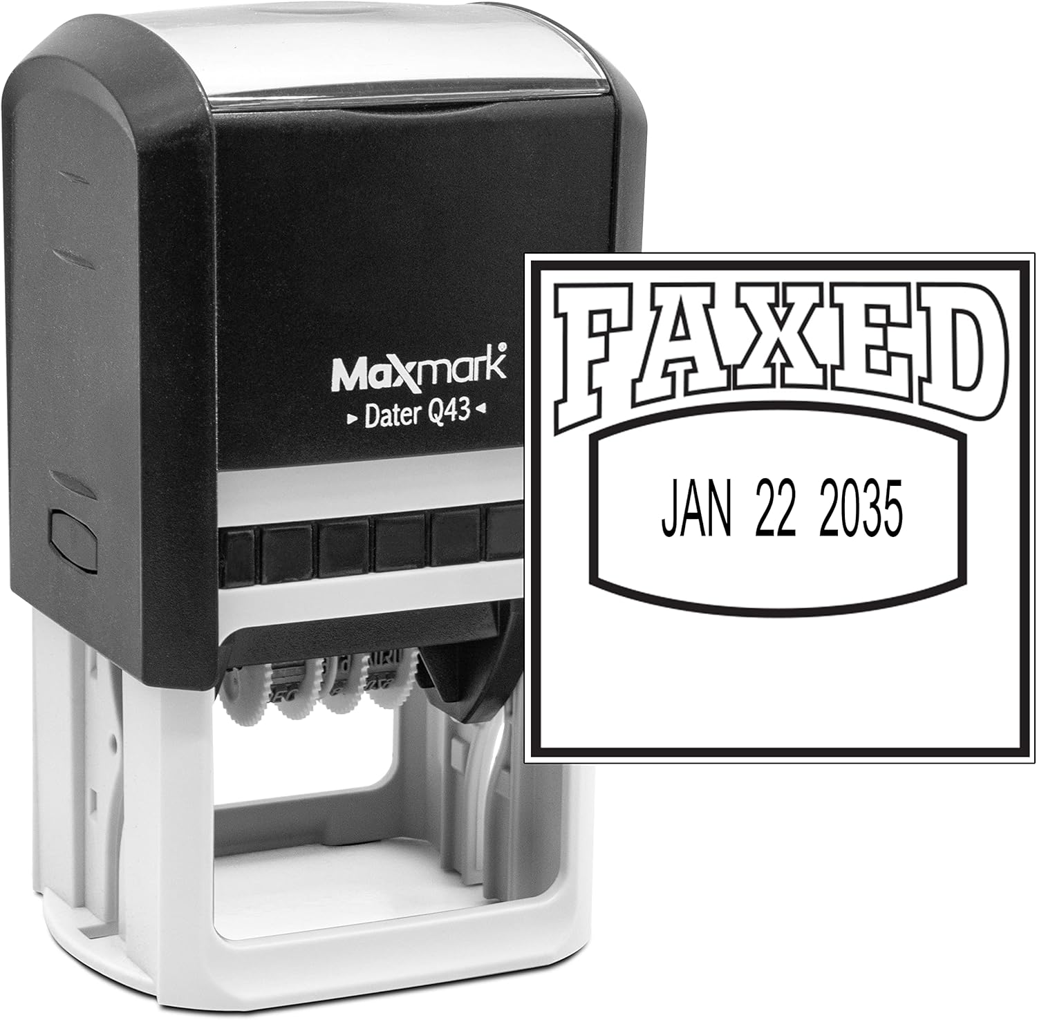 MaxMark Q43 (Large Size) Date Stamp with Paid Self Inking Stamp - Red Ink