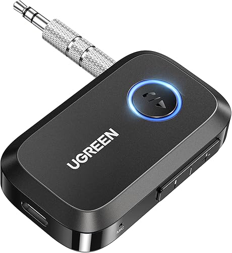UGREEN Bluetooth 5.4 Adapter for Car, Receiver for Car/Home Stereo/Speaker/Wired Headphones, Handsfree Call, Dual Device Connection, 15 Hour Playtime