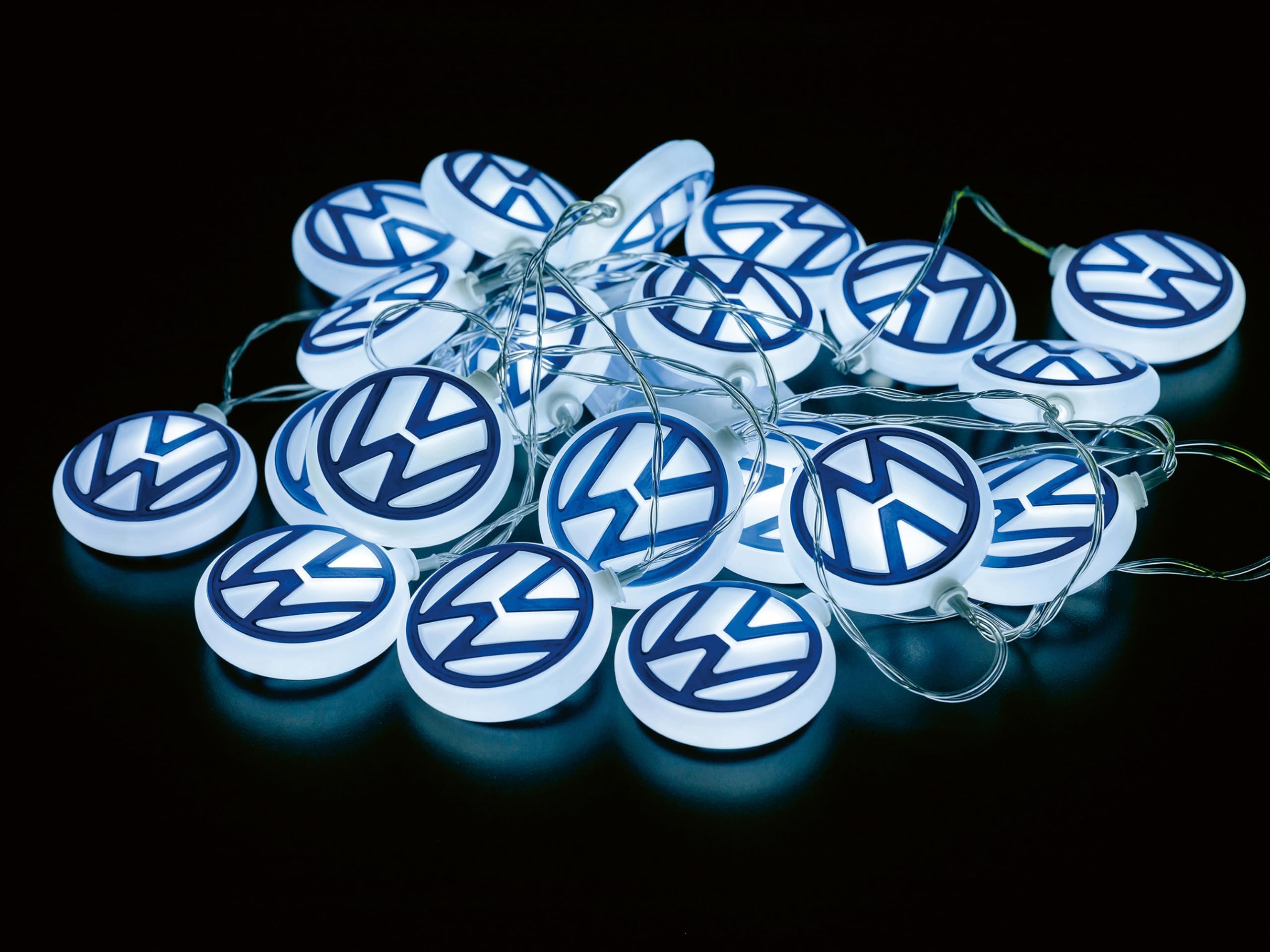 BRISA VW Collection - Volkswagen 3D Indoor Battery String Lights Party Fairy Lighting VW Design (VW Logo/White/9.8 feet/3m)