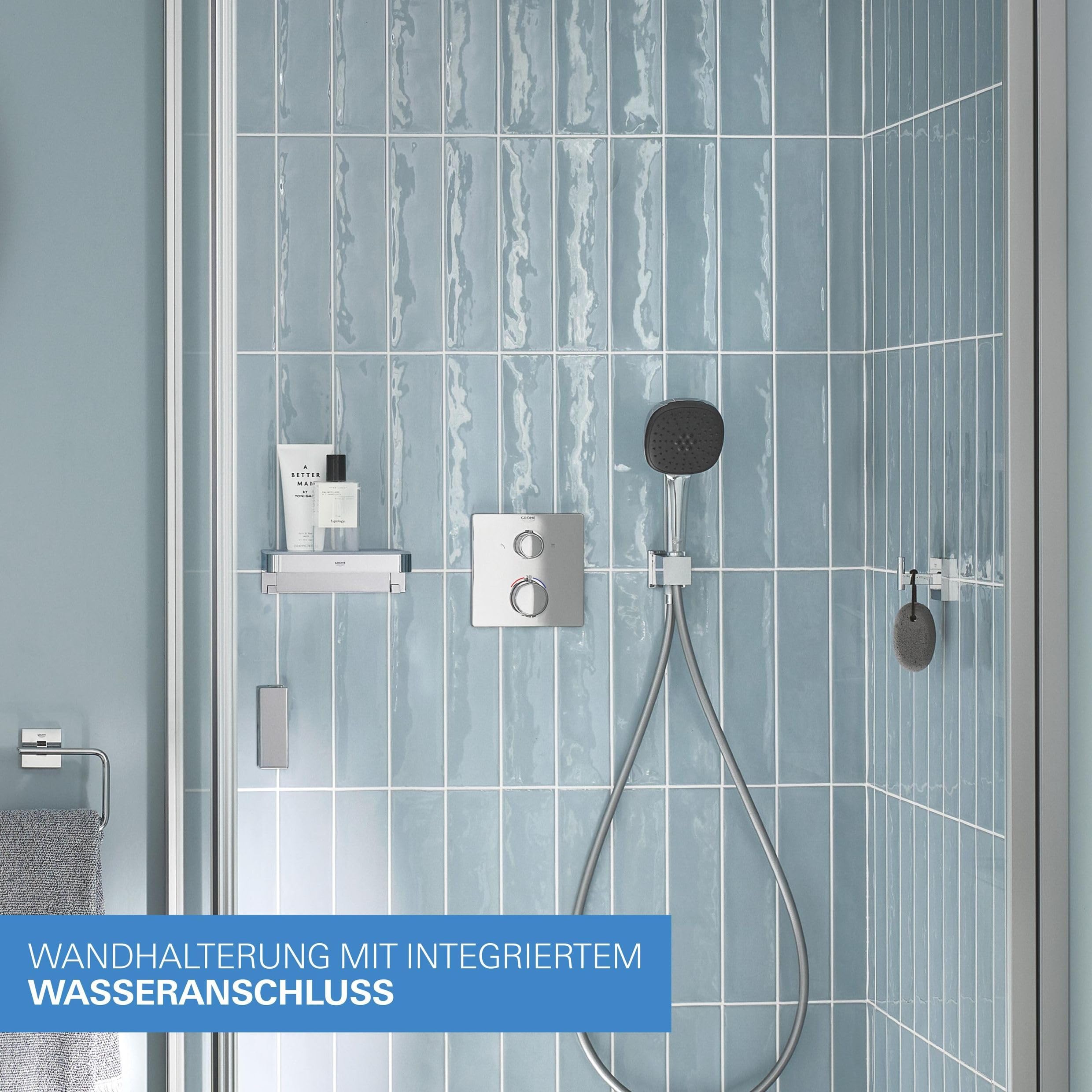 GROHE Precision 250, Unterputz Duschsystem (25cm Regendusche mit Thermostat, Kopfbrause 1 Strahlart, Duschkopf 2 Strahlarten, Komplettset, 1,50m Duschschlauch), eckig, chrom, 34882000