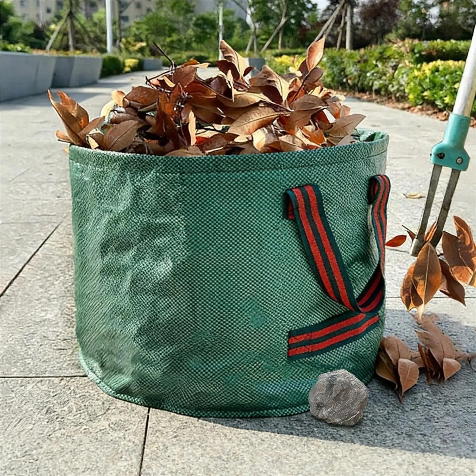 Sacos Para Escombros Bolsas de césped y hojas plegables, grandes, de pie con asas, soporte de basura for jardín, Patio, porche, Camping, parque de basura