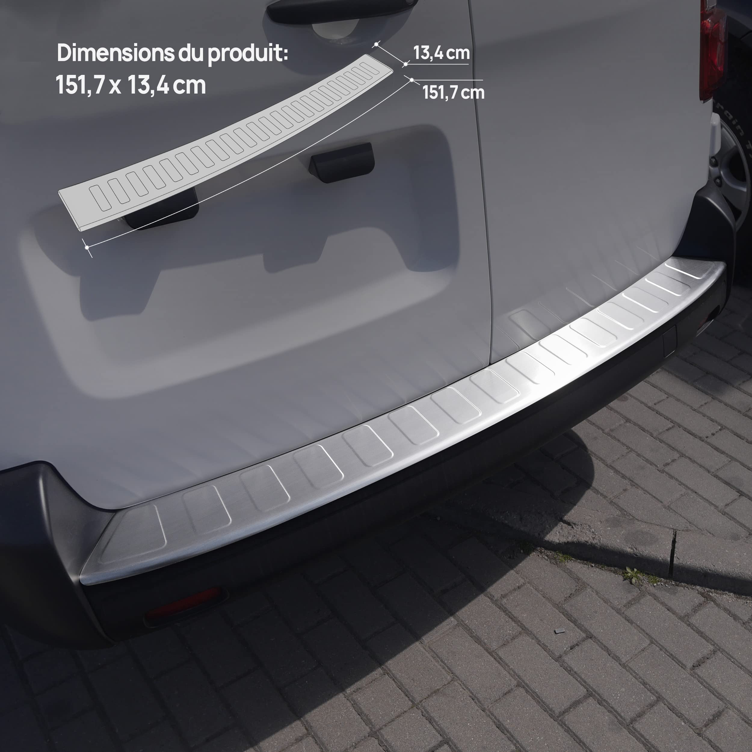 Bande Anti-rayures Citroën Jumpy CHROMEMASTER - Protection De Pare-chocs Arrière - Compatible Avec Citroën Jumpy à Partir De 2017 | Acier Inoxydable Brossé - Protection De Seuil De Coffre Pour Protéger Votre