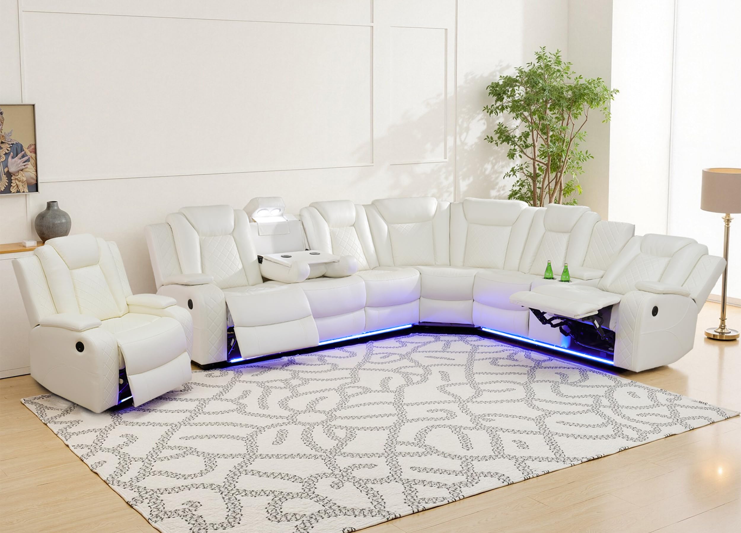 Ocstta Breathing Leather Recliner Sectional
