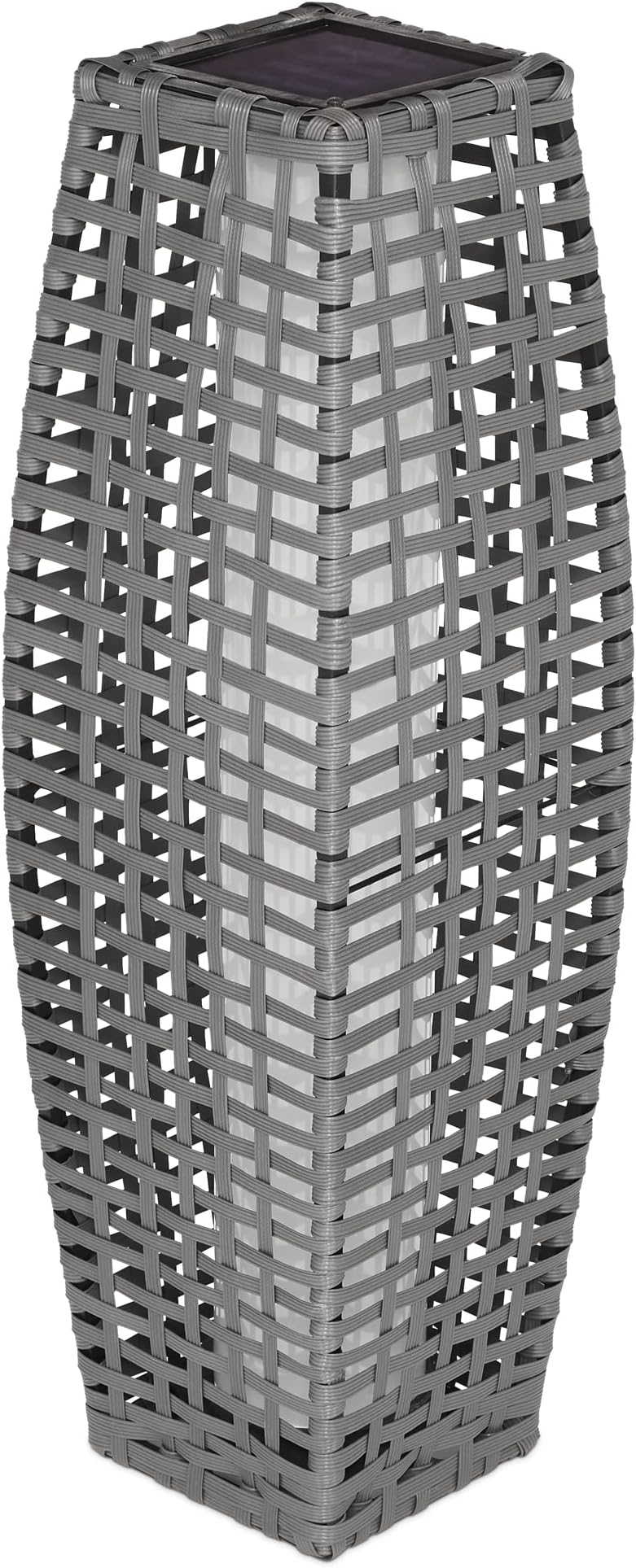 Grey Sorrento Weatherproof Rattan Solar Lamp, 25 LED Garden Floor Lamp 69cm high, freestanding Suitable for Garden, Balcony, Pathways & Terrace - Outdoor Light, Garden Light