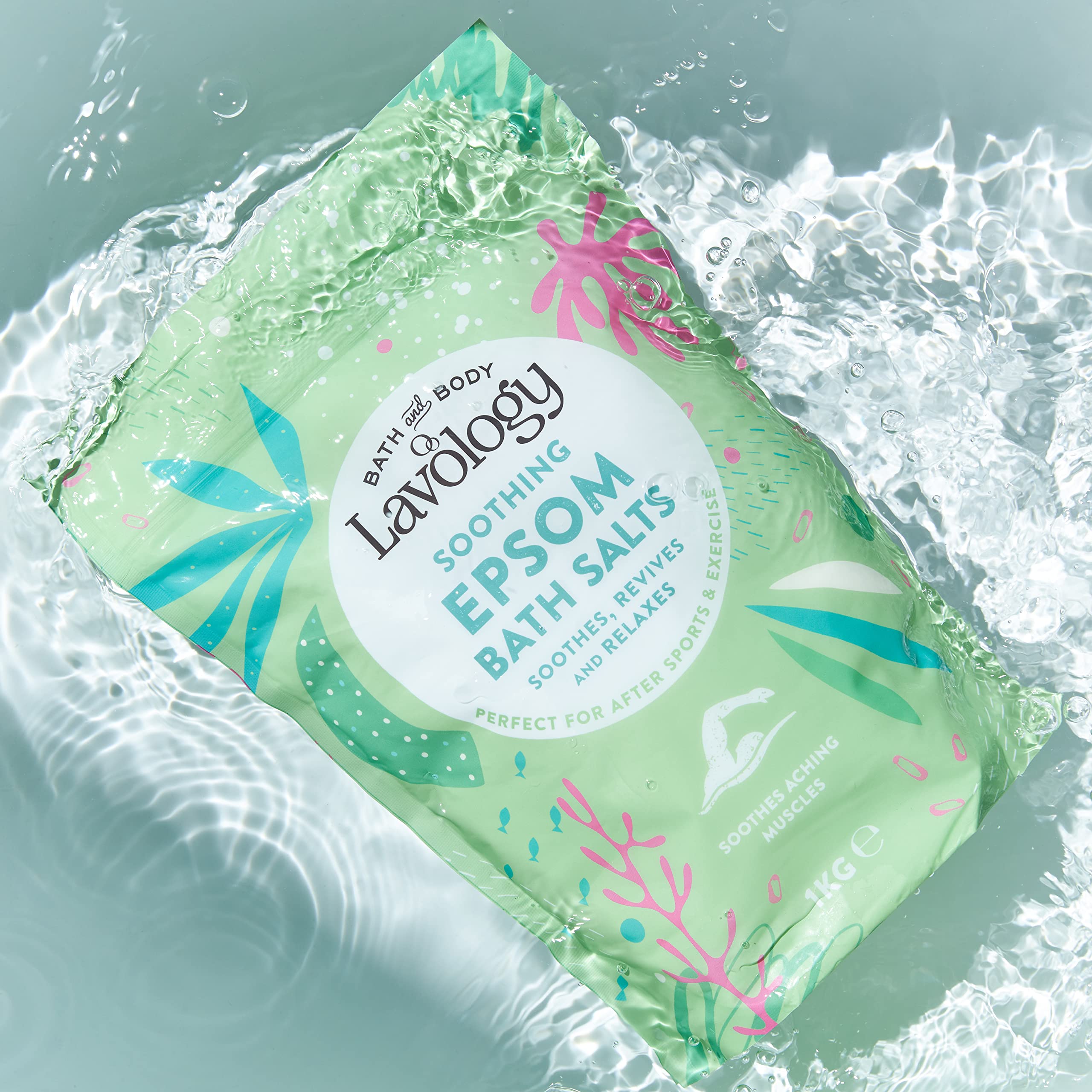 Lavology Epsom sól do kąpieli, wszystkie naturalne składniki, kojące, relaksujące, 1 kg