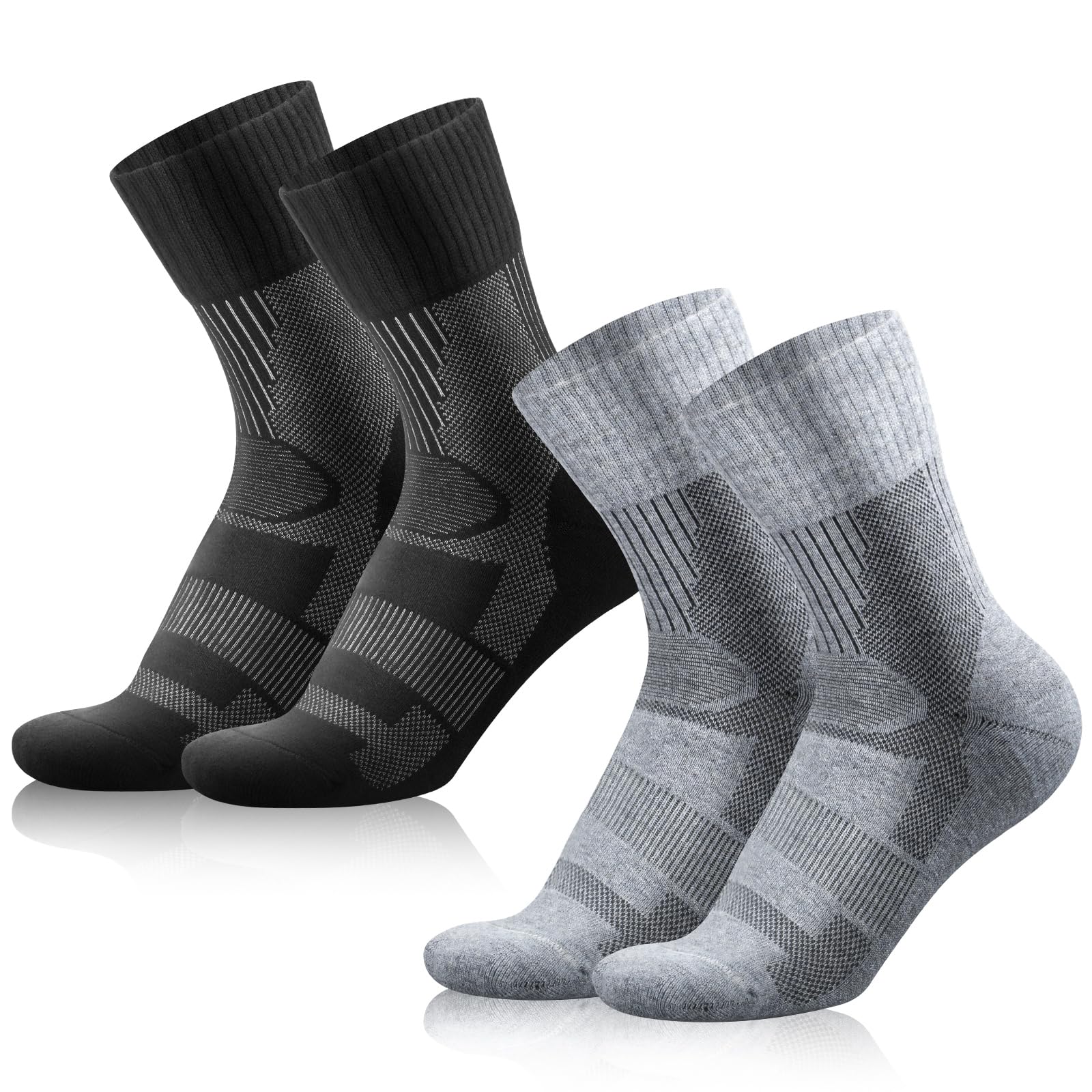 2 pary skarpet z wełny merino na wędrówki dla mężczyzn i kobiet, ciepłe skarpety na zimę, skarpety termiczne, skarpety zimowe, EU 39-43, czarne, 39-43