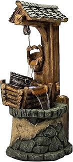 Alpine Corporation TZL128 Outdoor Floor Tiered Rustic Soothing Water Wel...