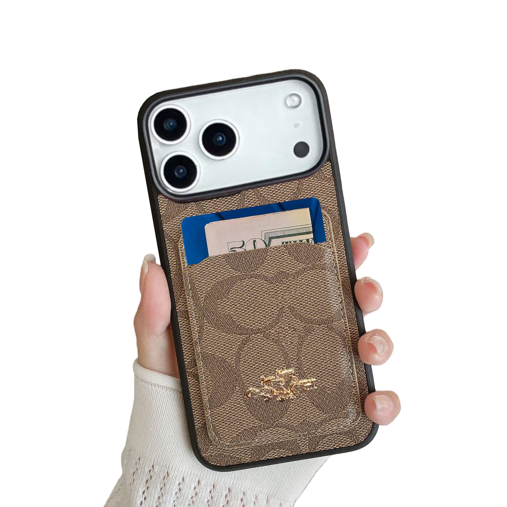 Photo 1 of [SIMILAR ITEM: VIEW IMAGES] LANJUANUS Compatible with iPhone 17 Pro Max with Card Holder, Luxury Classic Retro PU Leather Cover TPU Slim Shockproof Protection Wallet Cases for iPhone 17 Pro Max Khaki