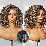 LUVME HAIR 100% Human Hair Wigs Curly Deep Wave Glueless Lace Front 12 Inches Pre Cut Plucked Hd Lace Short Wig Ready To Go Highlight Color Straight Bleached Knots Side Part Black Wigs