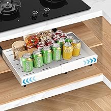 Bearrerp Cassetto telescopico,organizer estraibile in acciaio al carbonio,larghezza del cassetto regolabile 32-52 cm,cassetti estraibili nell'armadio della cucina,non è necessario chiodare (bianco)