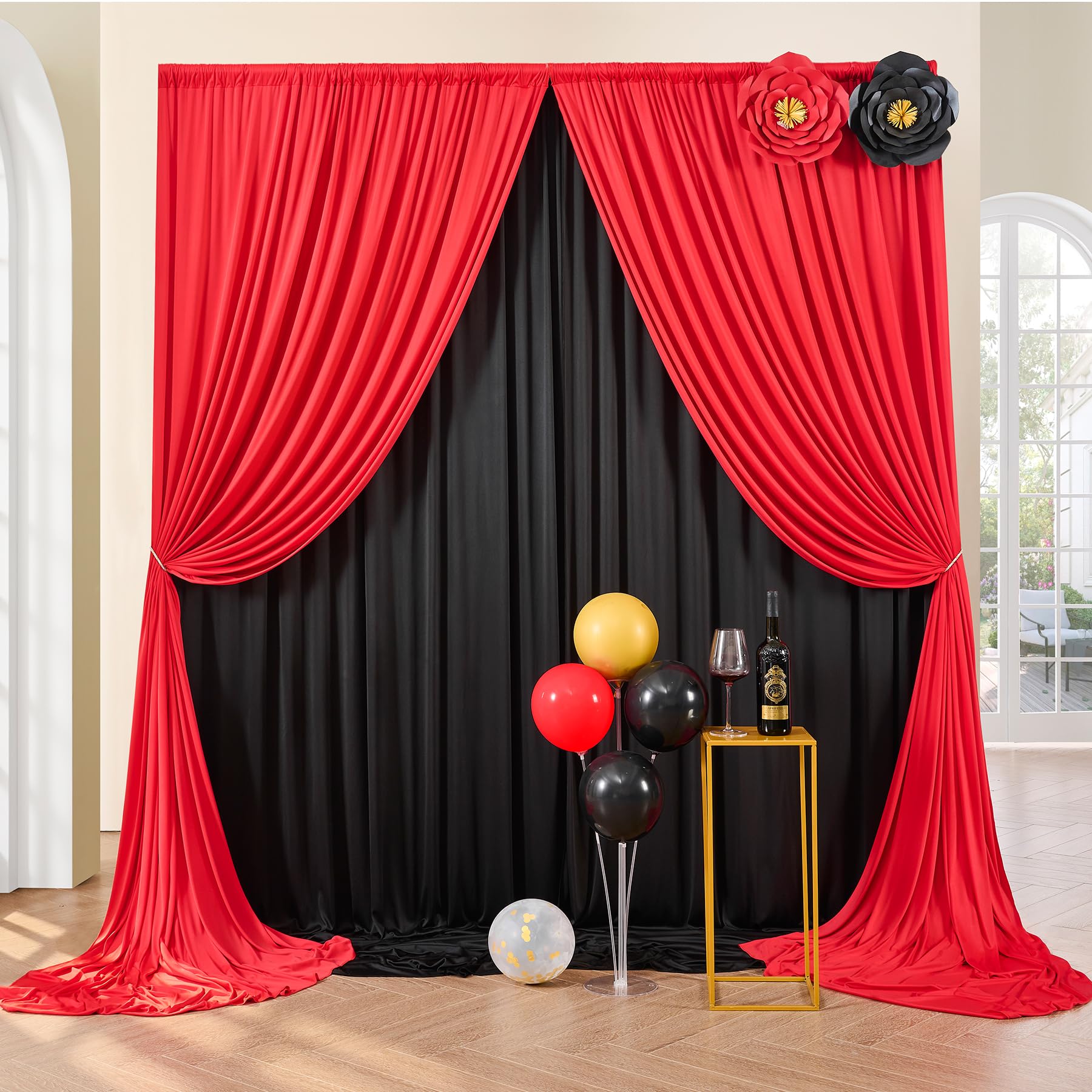 HBBMAGIC 3m x 3m Tenda di sfondo rosso per la festa di nozze, tende di sfondi per pareti fotografiche senza rughe per il battesimo di compleanno Baby Shower