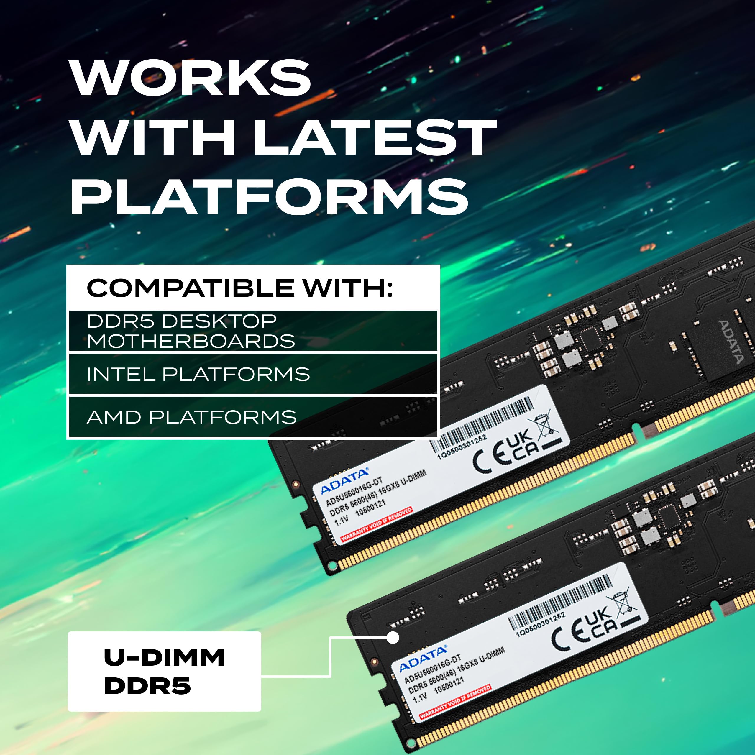 ADATA DDR5 5600 U-DIMM Module de mémoire 32 Go 2 x 16 Go 5600 MHz