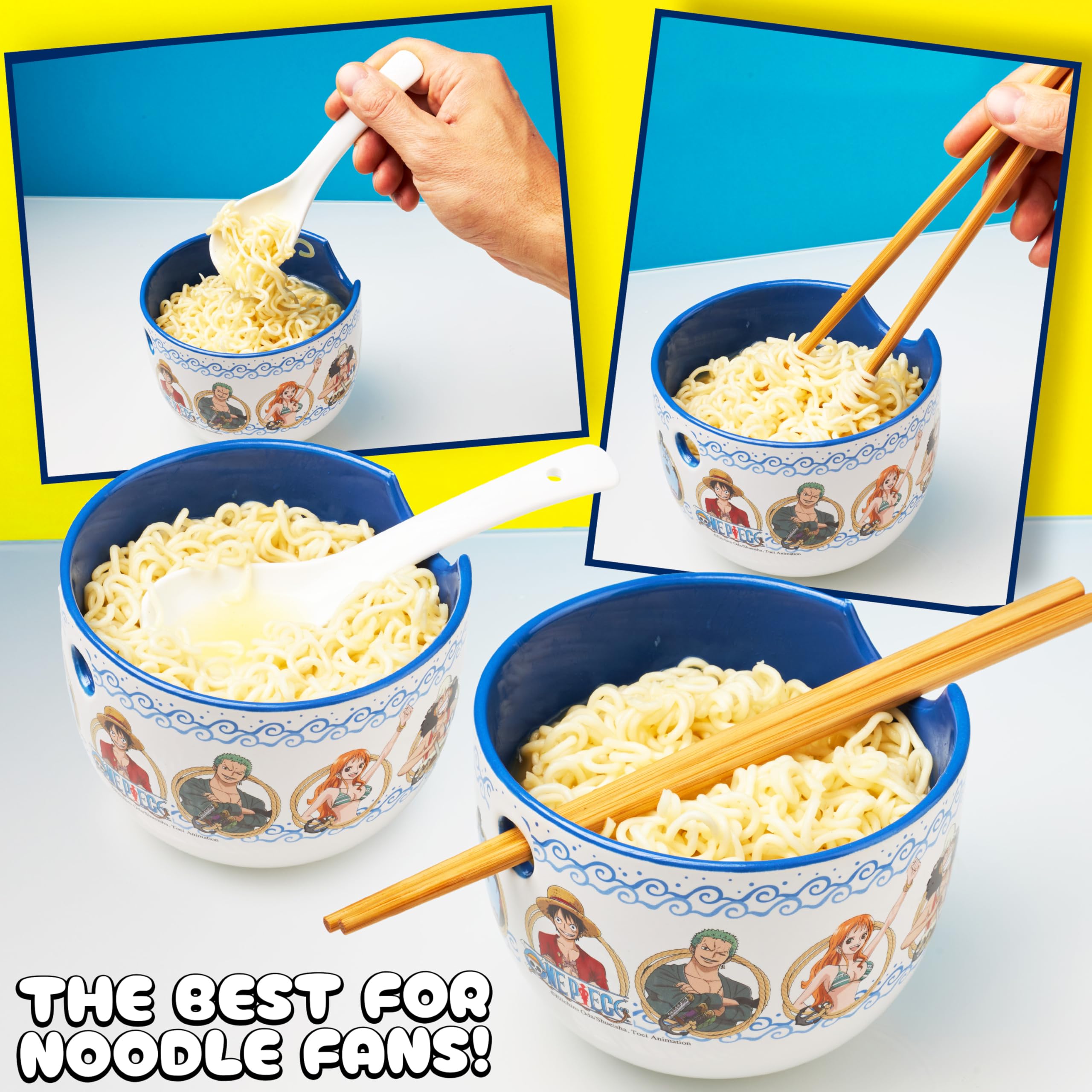 Get Trend One Piece Set Ciotole Ramen 600ml, Ciotola di Spaghetti di Riso Giapponesi con Cucchiaino Ceramica e Bacchette di Bambù, Adatto al Microonde (Multi One Piece)
