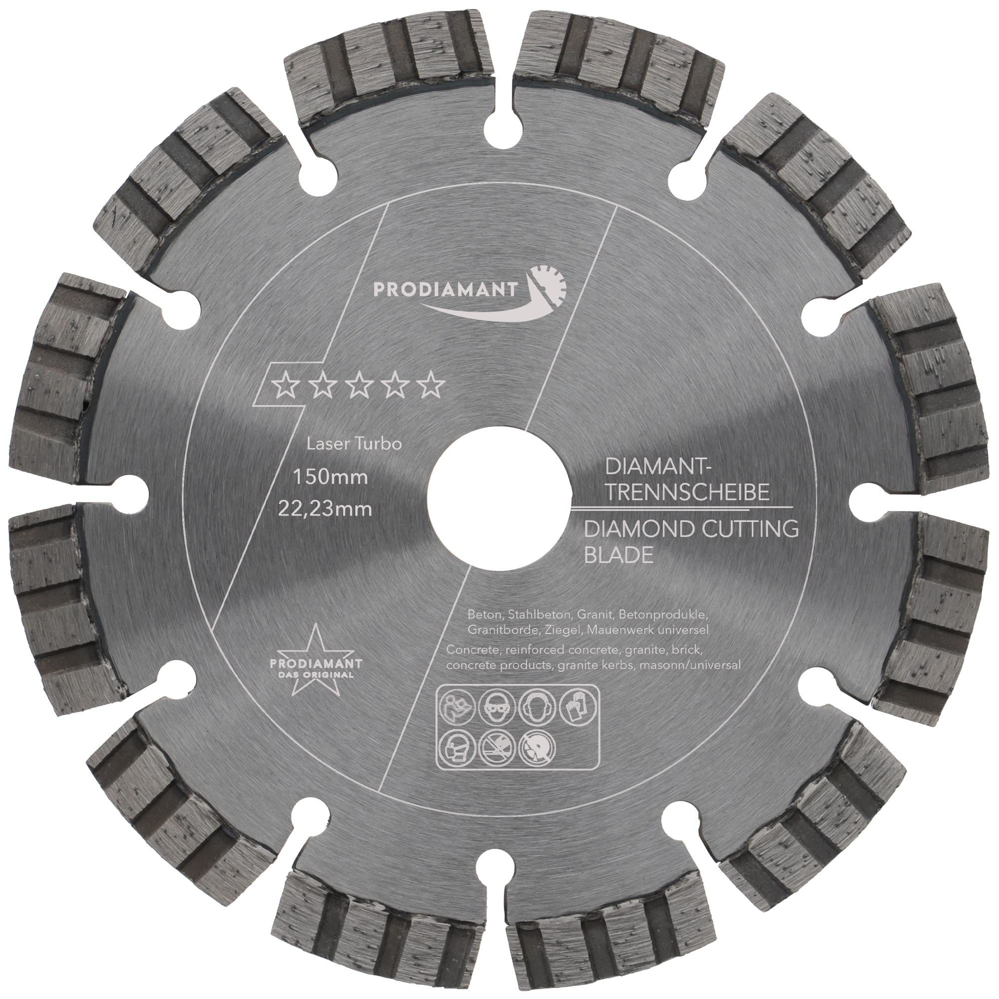 PRODIAMANT Disco diamantato premium Calcestruzzo Granito 150 mm x 22,2 mm Disco diamantato 2x 150mm
