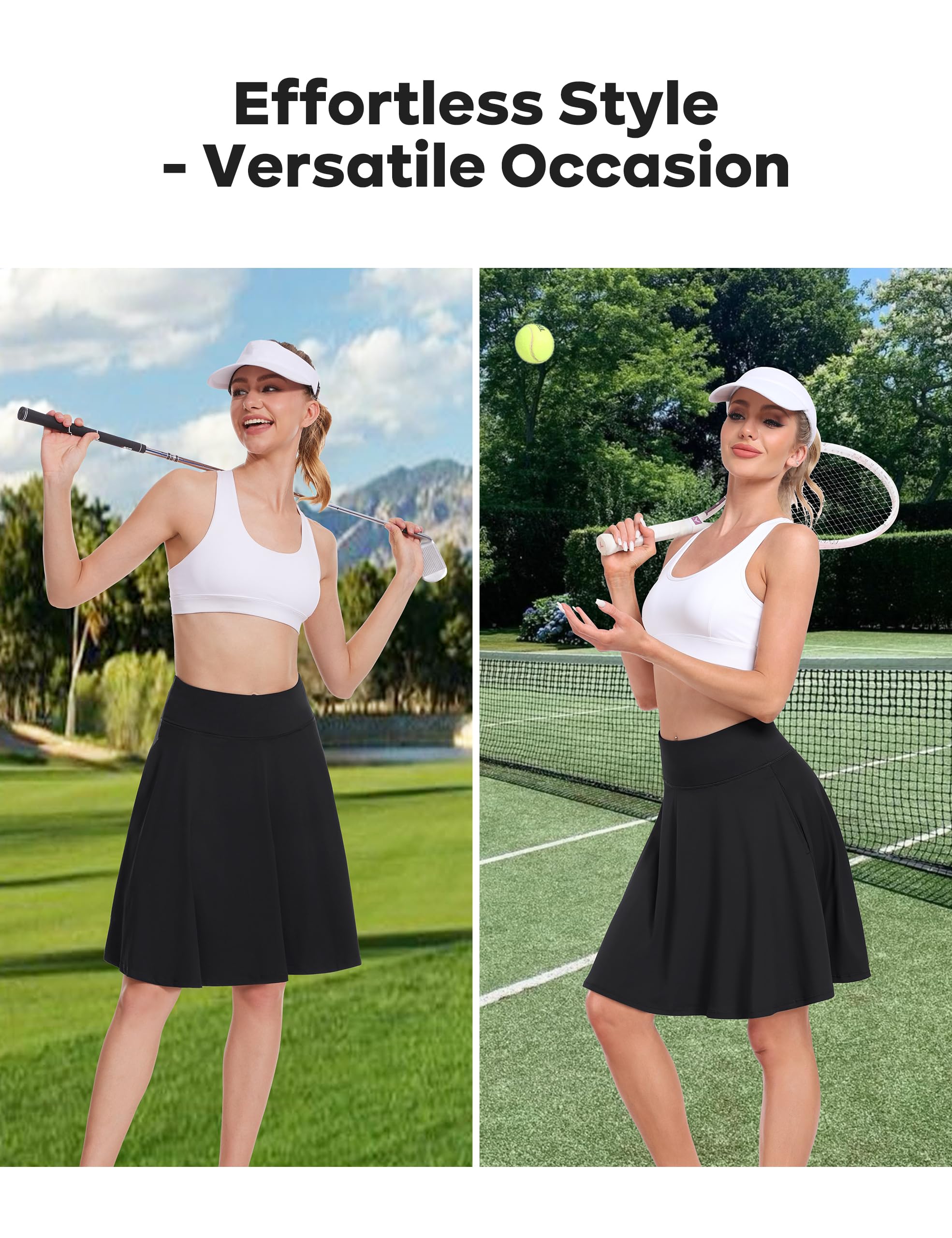 Desol Damskie spódnice golfowe do tenisa o długości 50 cm z szortami i kieszeniami z wysokim stanem sportowe spodenki treningowe na co dzień