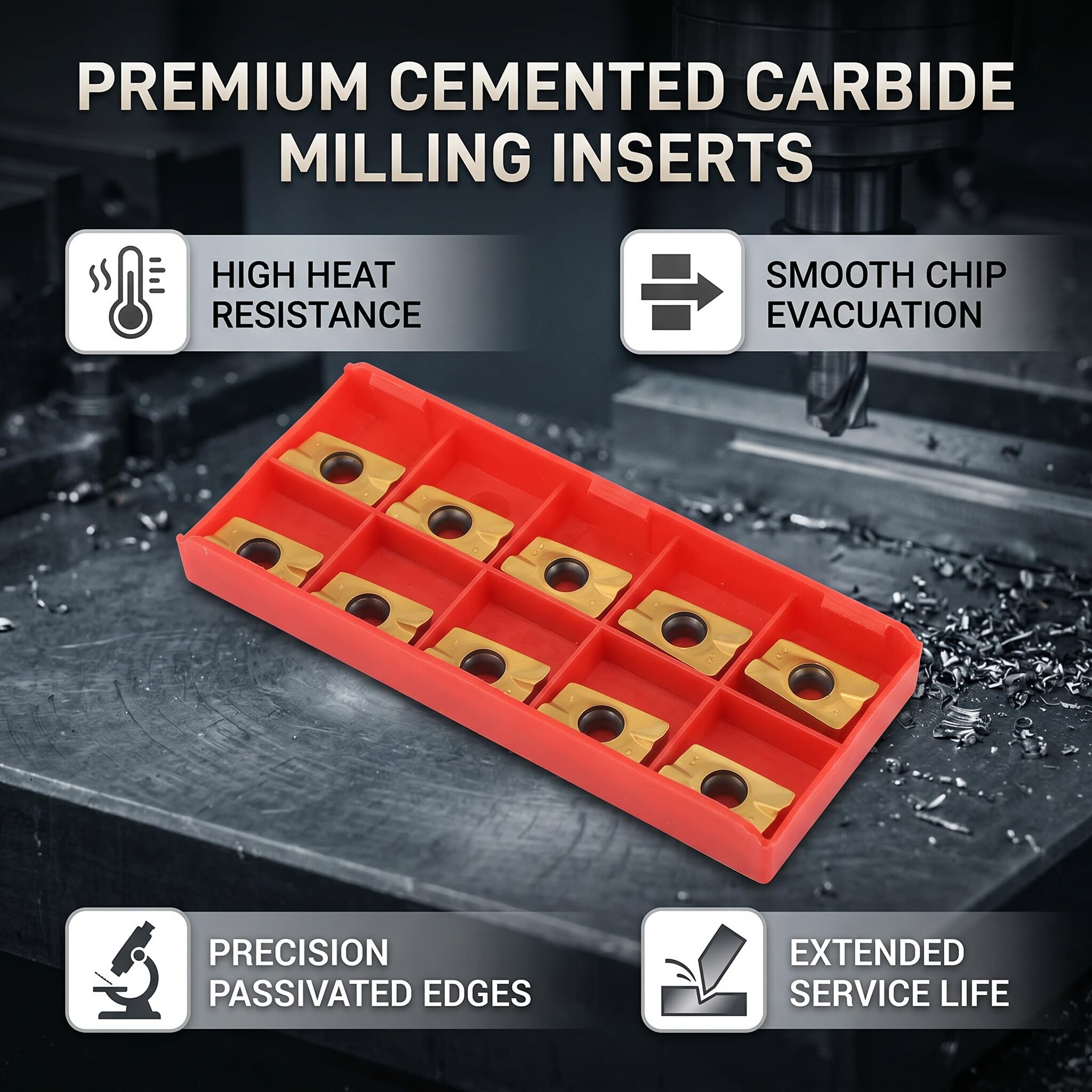 Eujgoov 10er Pack Hartmetall Wendeschneidplatten APMT1604 Drehfräser Fräseinsätze Härte 15-50 HRC