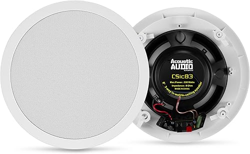 Miniatura 6 de Acoustic Audio by Goldwood CS-IC83 Sistema de bocinas para techo de 8" de 3 vías para cine en casa (blanco, 5 bocinas)
