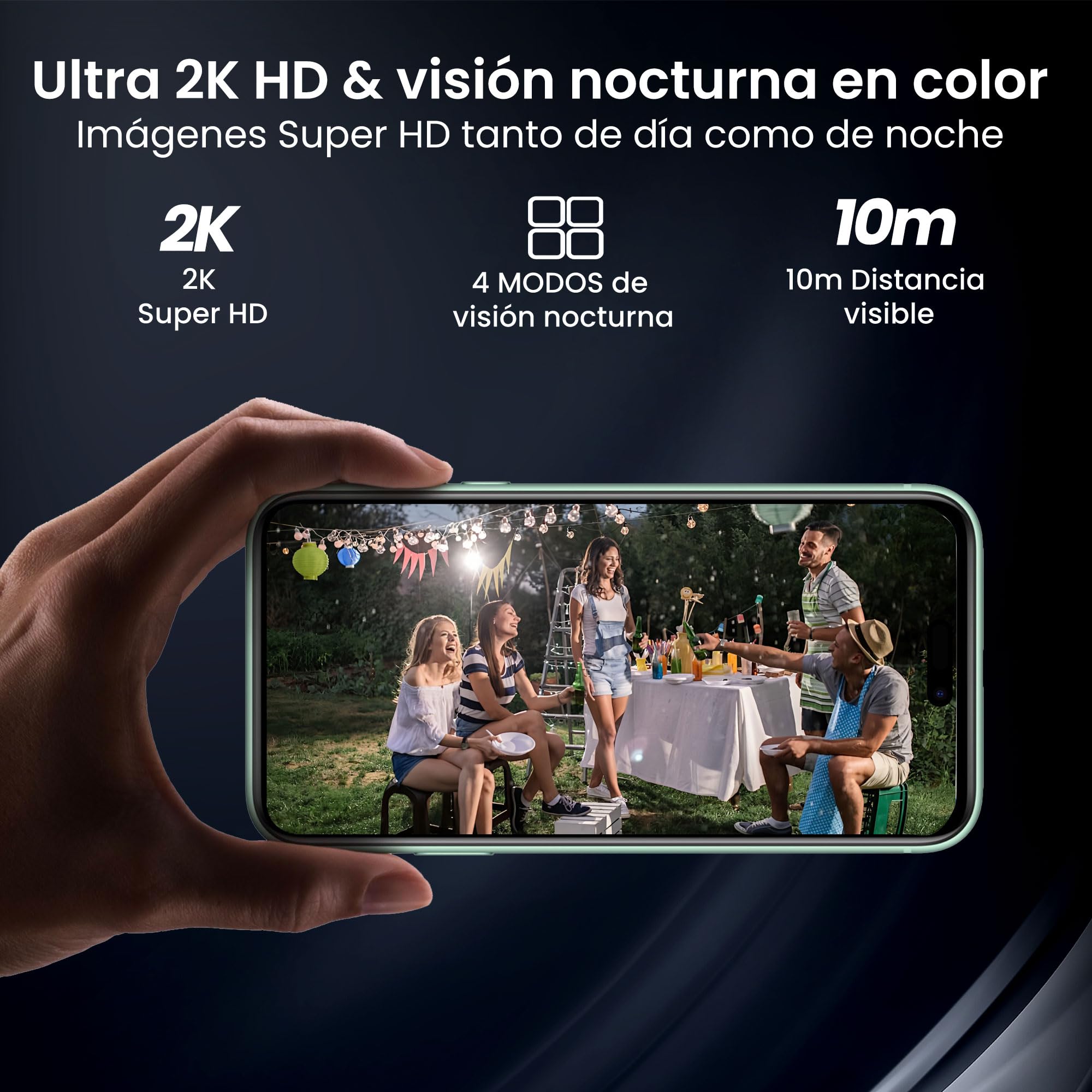 2K/3MP Camara Vigilancia WiFi Exterior/Interior, Almacenamiento en la Nube Gratuito, Wi-Fi Dual (5GHz/2.4GHz), Audio bidireccional, detección de Movimiento, visión Nocturna en Color e IP66，2PCS