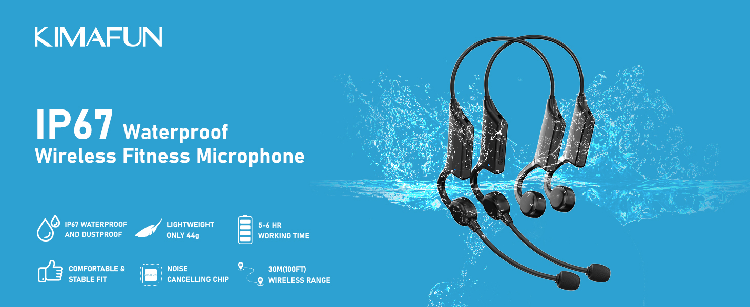 Amazon.com: KIMAFUN IP67 Waterproof Wireless Fitness Microphone