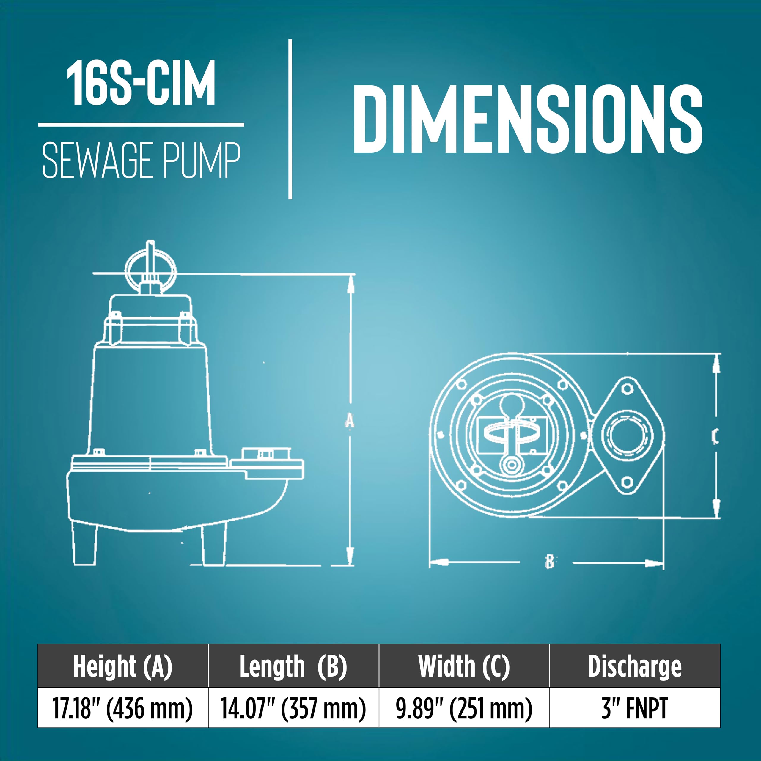 Little Giant 16S-CIM, 230-Volt, 1 HP, 9600 GPH Manual Submersible