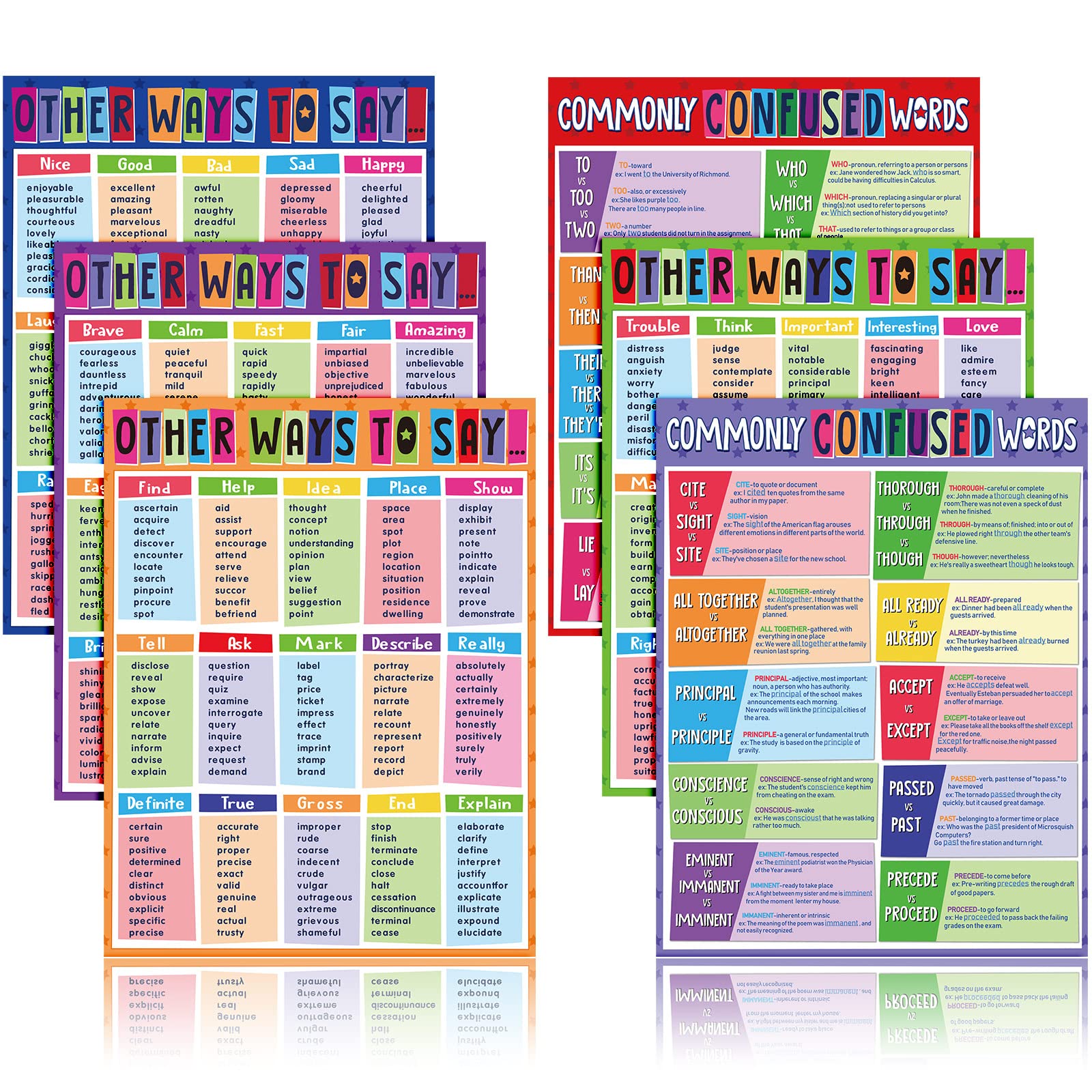 Buy 6 Pieces Extra Large Educational English Poster Other Ways to Say