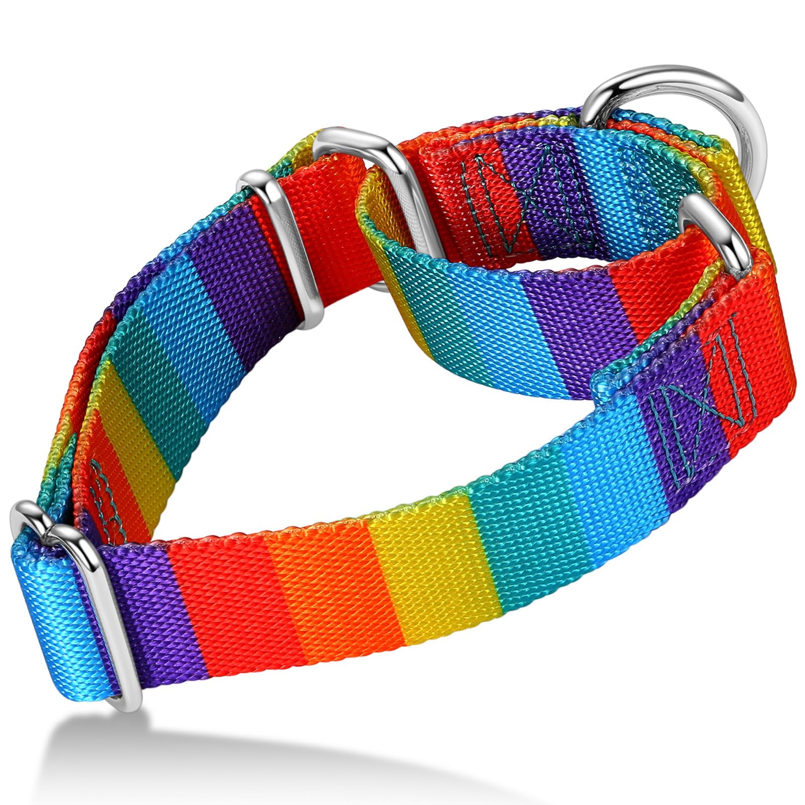 Axdvk Martingale Dog Collar Colorful Gradient Fashionable - Anti-Escape Soft Durable Pets Collar for Walking Training Outdoor Daily Use -Large, Sunny Rainbow