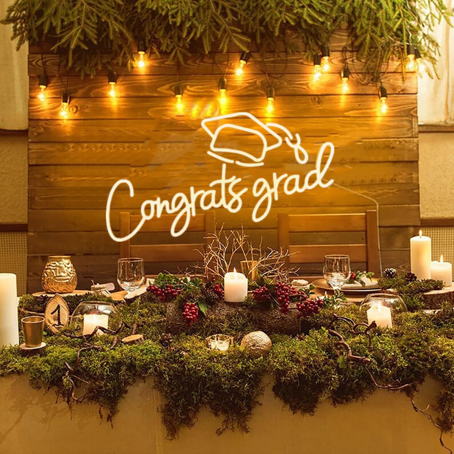 LED Acrylic Congrats Grad Neon Sign Dimmable Congrats Grad Banner Graduation Decorations Class of 2026 for Party Room Dorm Backdrop Celebration Gifts(Warm White) - Image 4