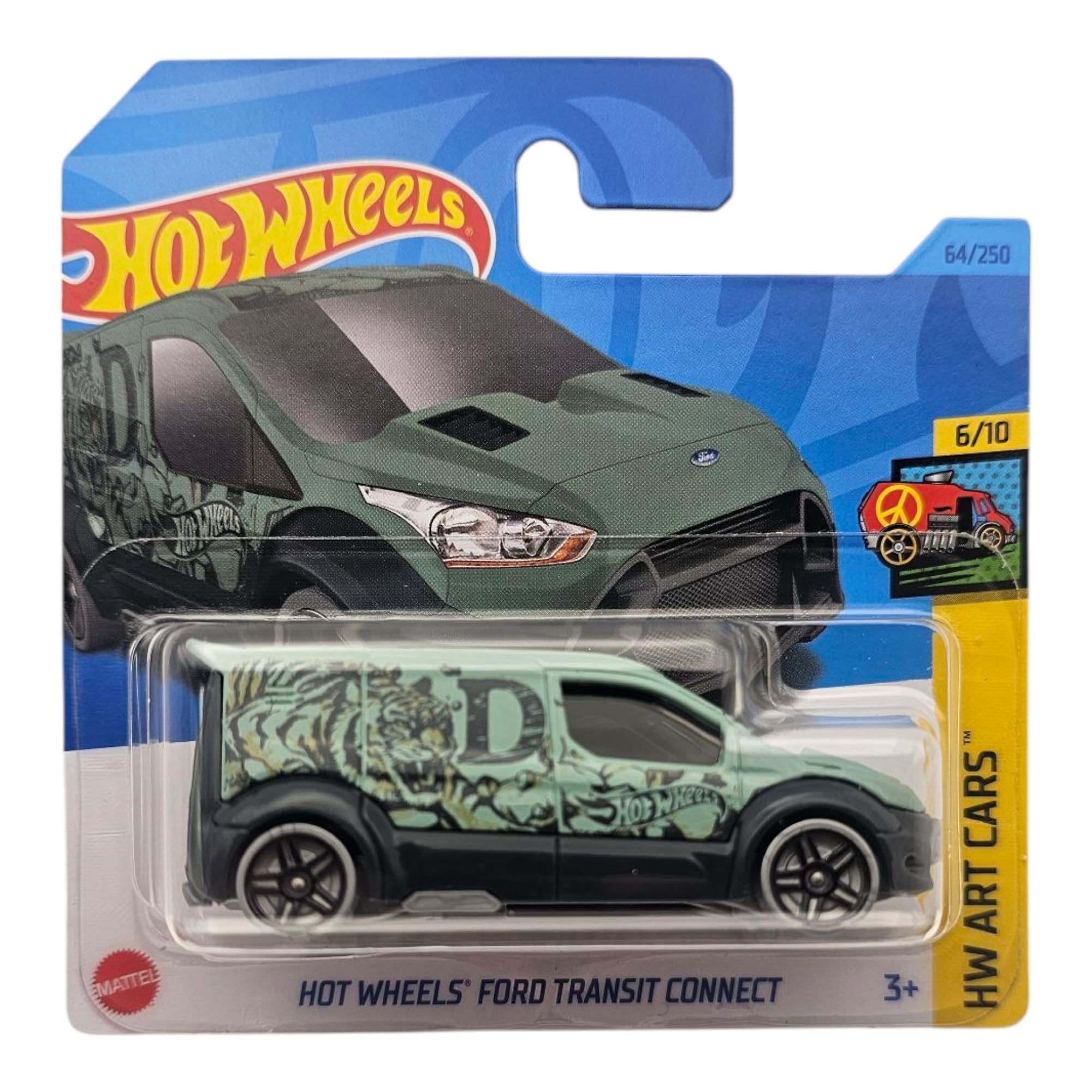 Hot Wheels Ford Transit Connect, HW Art Cars Series, Mint Green Die-Cast Vehicle, 1:64 Scale