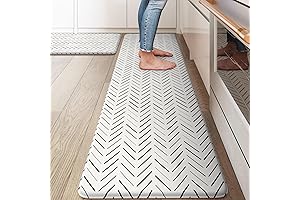 KIMODE Anti Fatigue Kitchen Mat - Black and White Focal Point