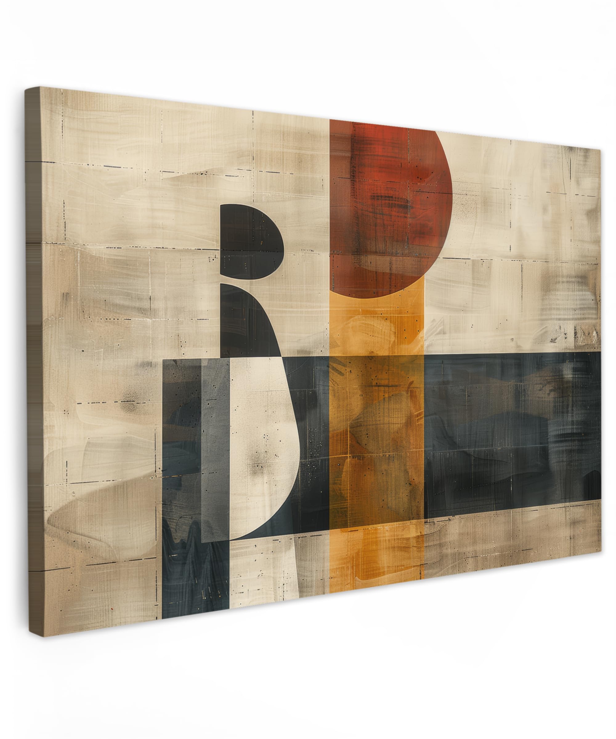MuchoWow© Canvas Wall Art 35"x24" / 90x60 cm Decor Paintings Print framed on Canvas Pictures for Hallway Modern - Art - Beige - Industrial