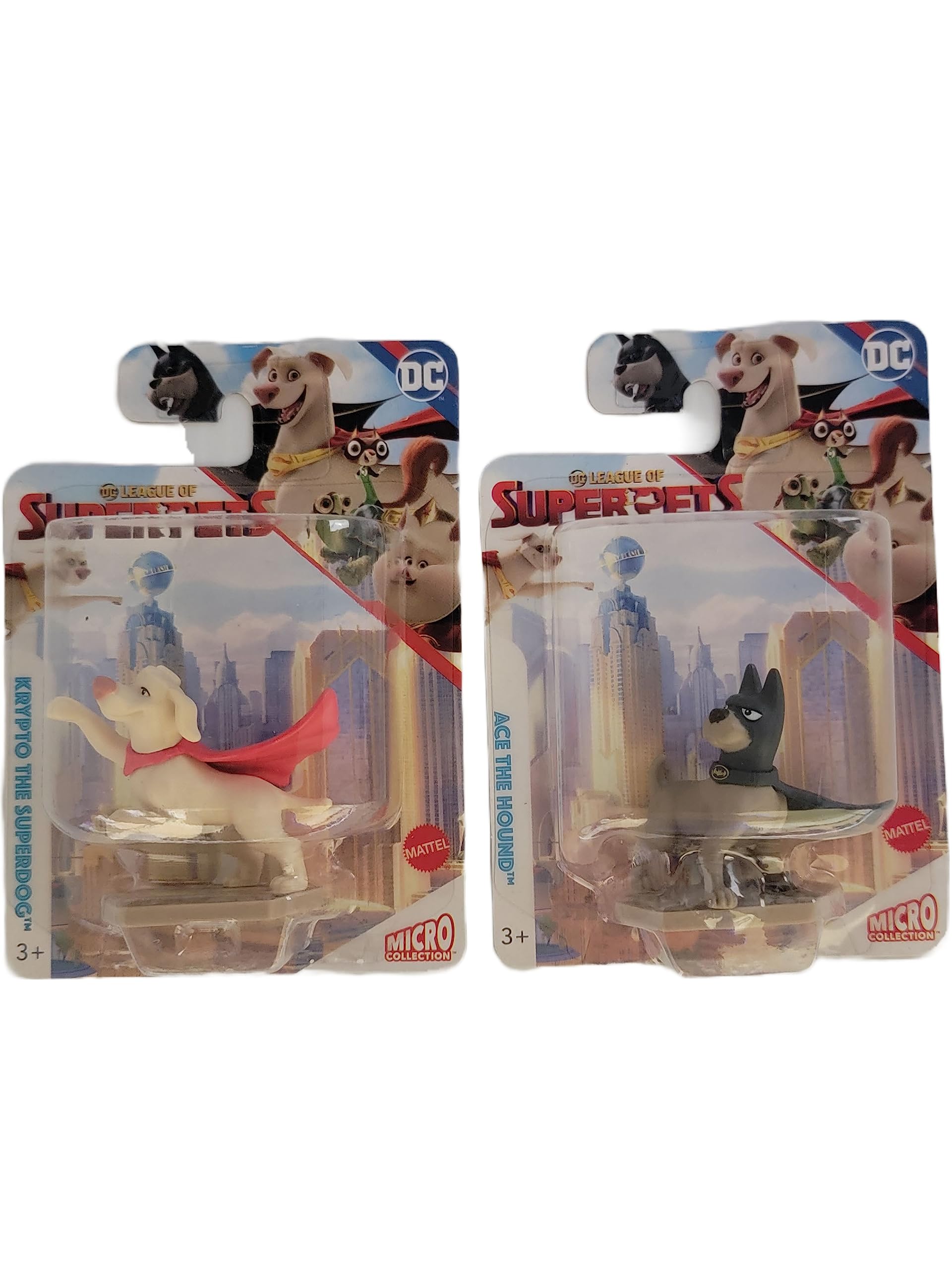 Mattel League of Super Pets Set mit 2 Mikro-Actionfiguren mit Krypto The Superdog und Ace The Hound