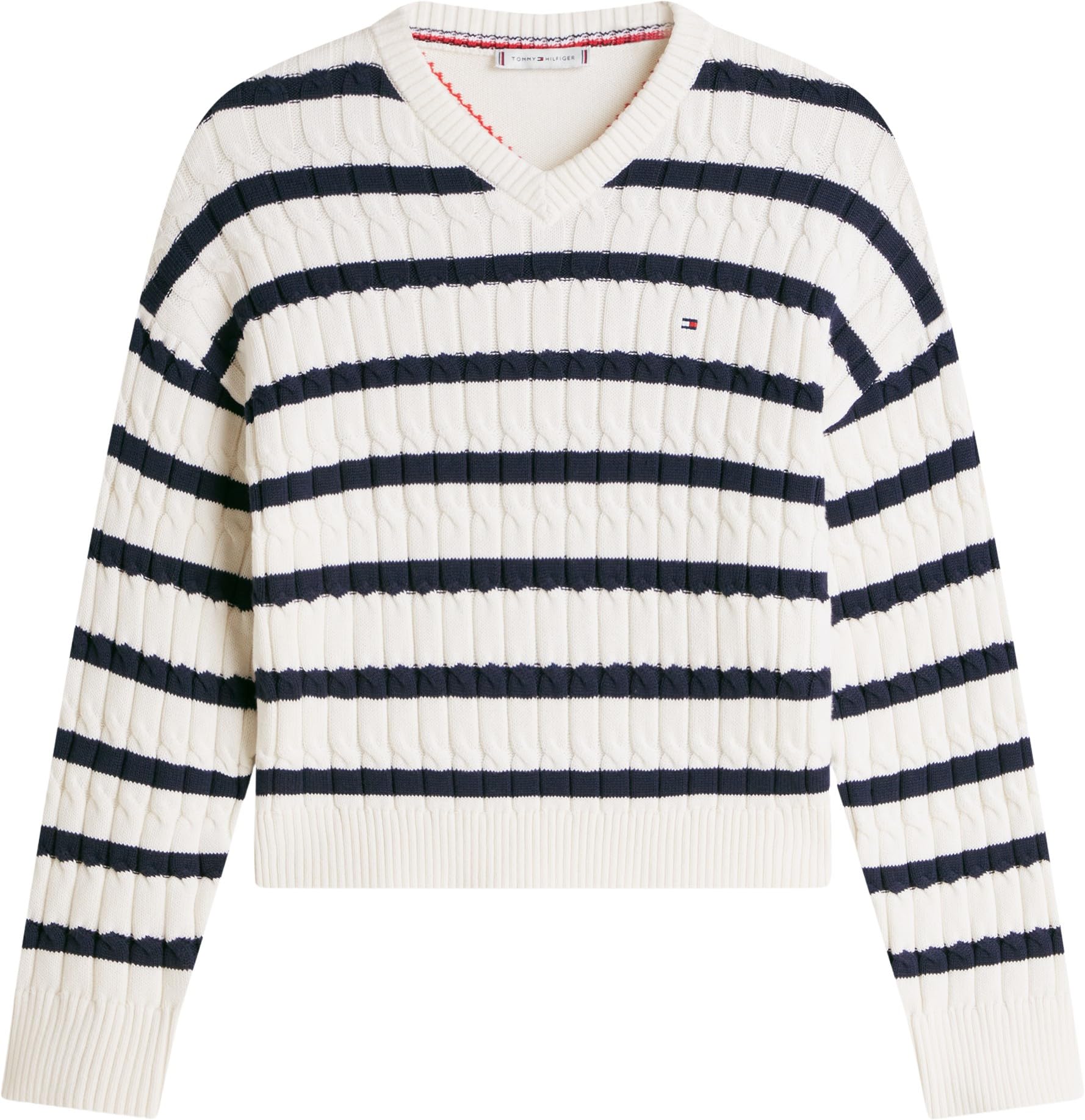 Tommy Hilfiger Co Cable Mid GG RLX Ls V-NK SWT Ww0ww48433 Pull-Over Femme (Lot de 1)