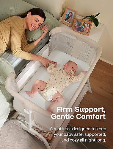 Miniatura 3 de HARPPA Moisés de bebé 2 en 1 con malla transpirable y colchón, 6 alturas ajustables, cama de noche con correa de anclaje, cesta de almacenamiento y