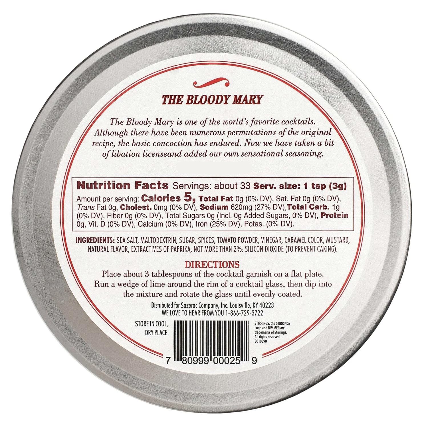 Stirrings 1 Pack Bloody Mary Cocktail Rimmer - Easy to Rim a Glass - Specialty Sugar and Salt Drink Rimmers