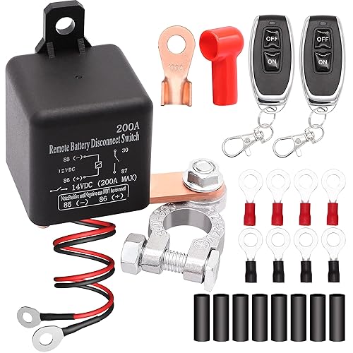 Taxutor Kit de interruptor de apagado remoto, DC 12 V 200 A, interruptor antirrobo de control remoto para automóvil, RV, camión, vehículo, barco