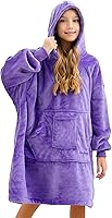 Vista 10 de REDESS Sudadera con Capucha Manta, Manta Vestible Oversized Sherpa con Mangas Bolsillo Gigante, Sudadera con Capucha Acogedora para Niños