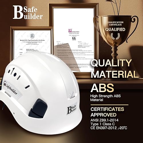 Vista 42 de Casco de seguridad para construcción, casco de ABS, sistema de ventilación ajustable, cascos de trabajo industrial, protección de la cabeza