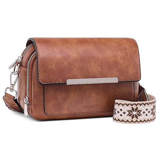 Roulens Crossbody Bags for Women Small Crossbody Wallet Purses with Card Slots Leather Shoulder Handbags Travel/Daily Use