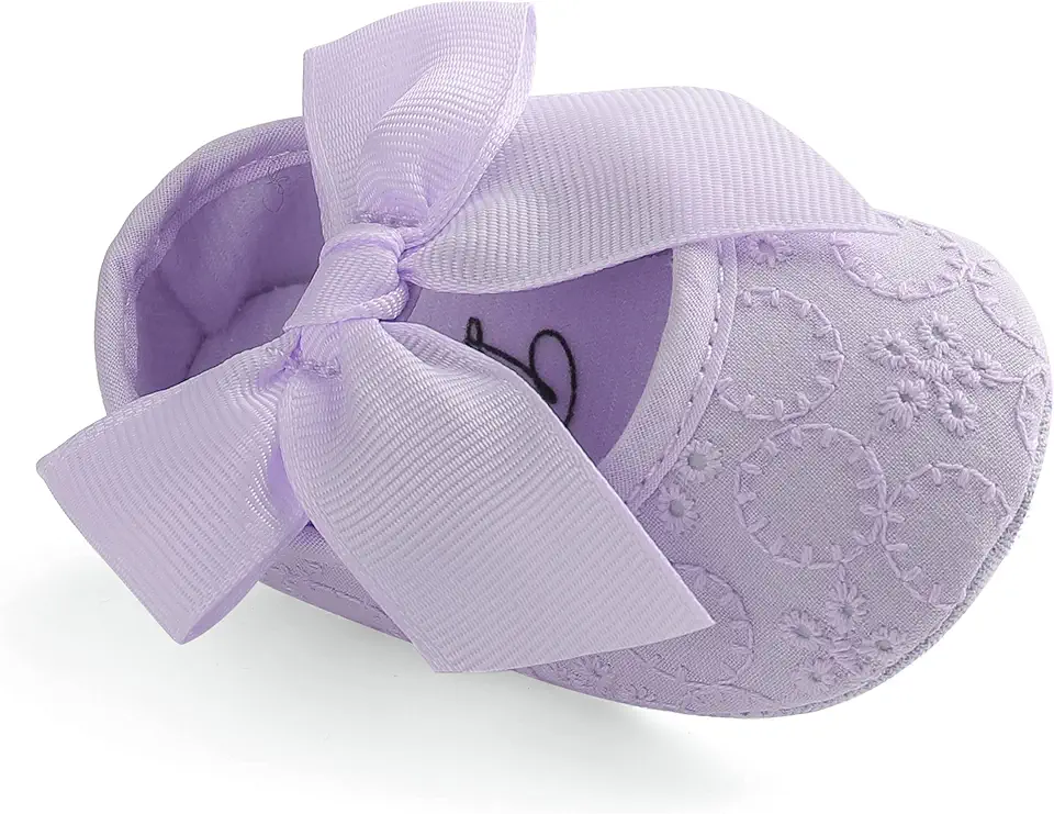 ESTAMICO Baby Girls Princess Bowknot Soft Sole Cloth Crib Shoes Sneaker