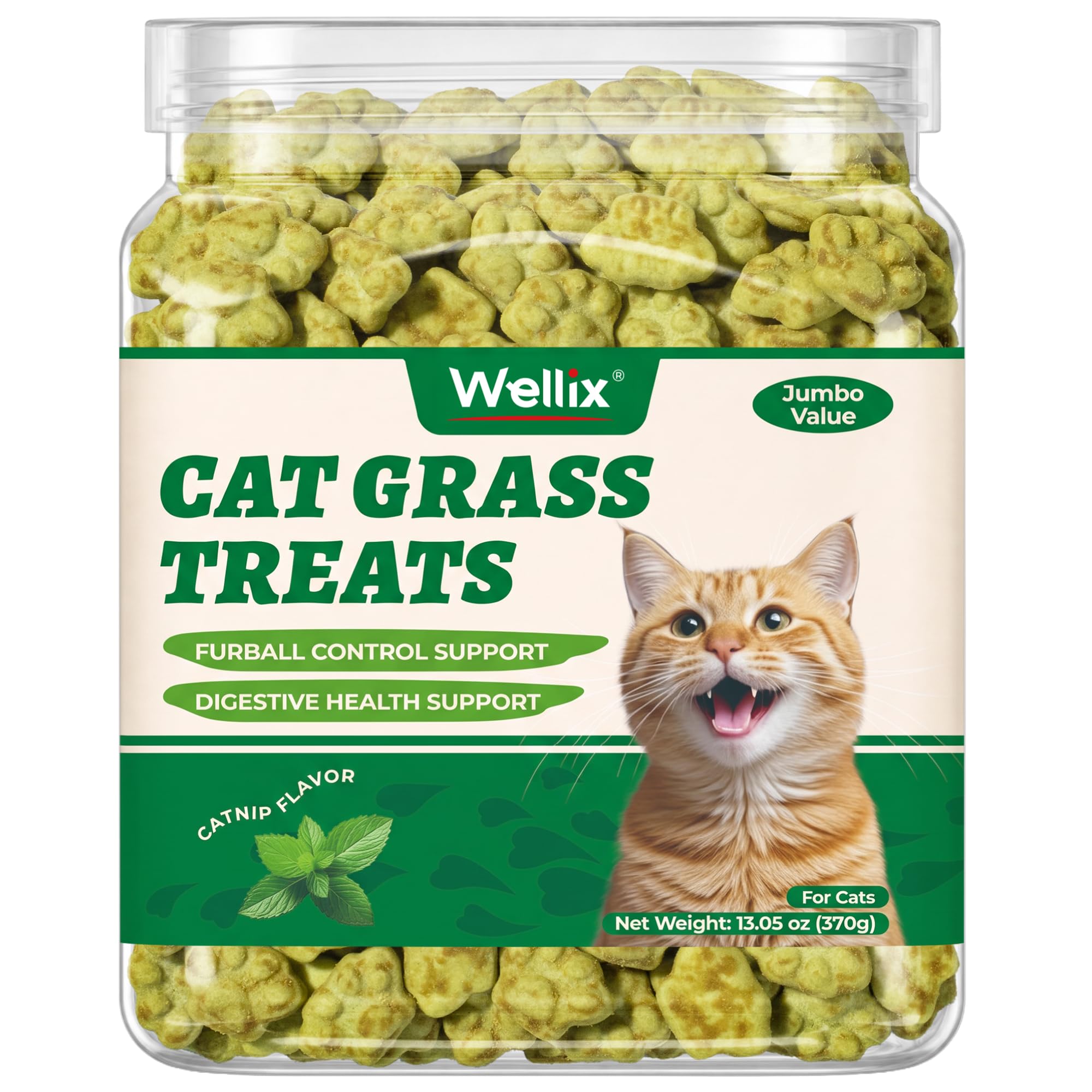 Wellix Cat Grass Treats with Catnip, Hairball & Digestive Support