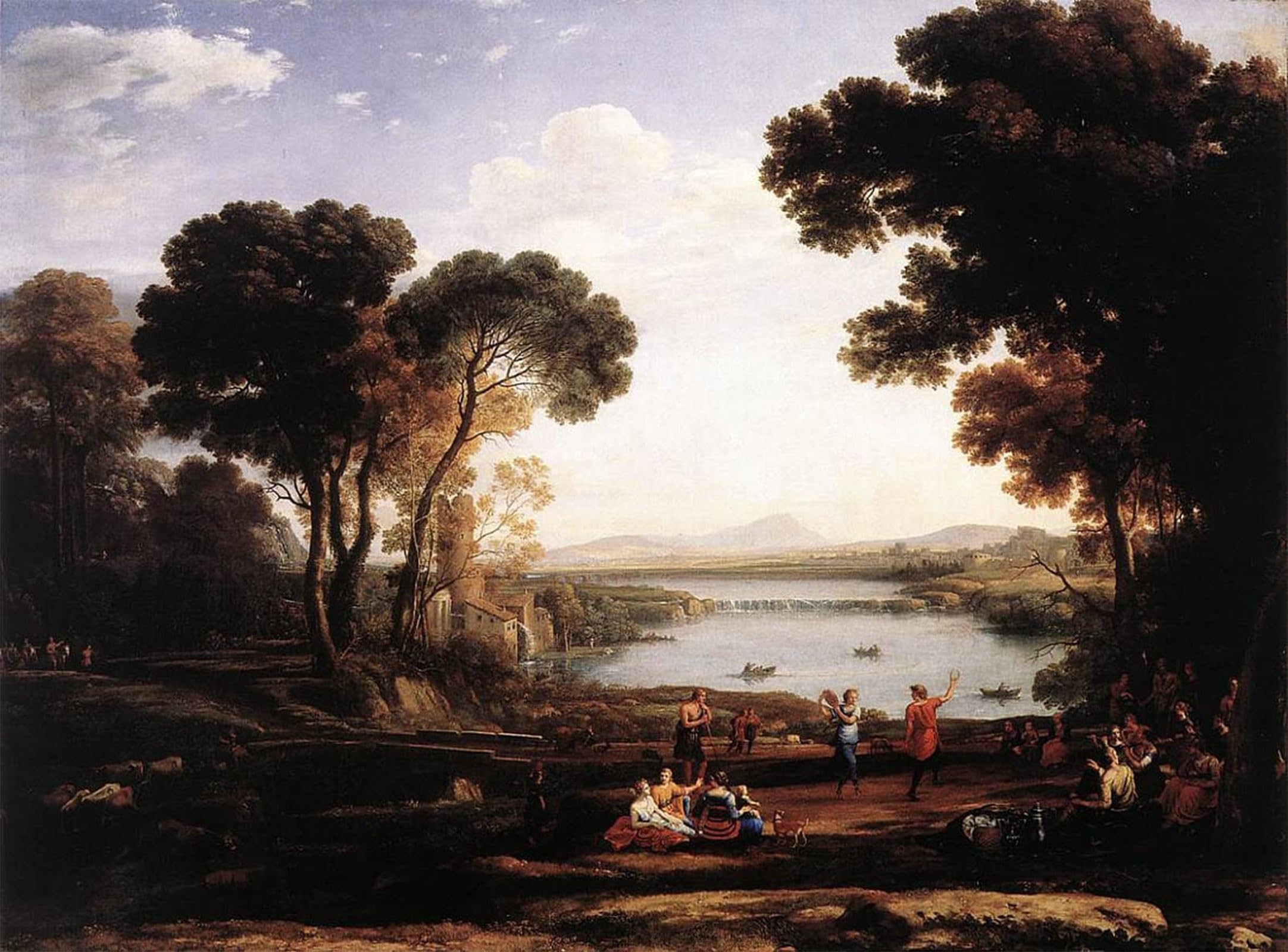 ARTXLXXBN Famous Prints Artwork Pictures Poster Painting Art Landscape with Dancing Figures by Claude Lorrain Artwork Landscape Pictures for Home Decor 60x90cm