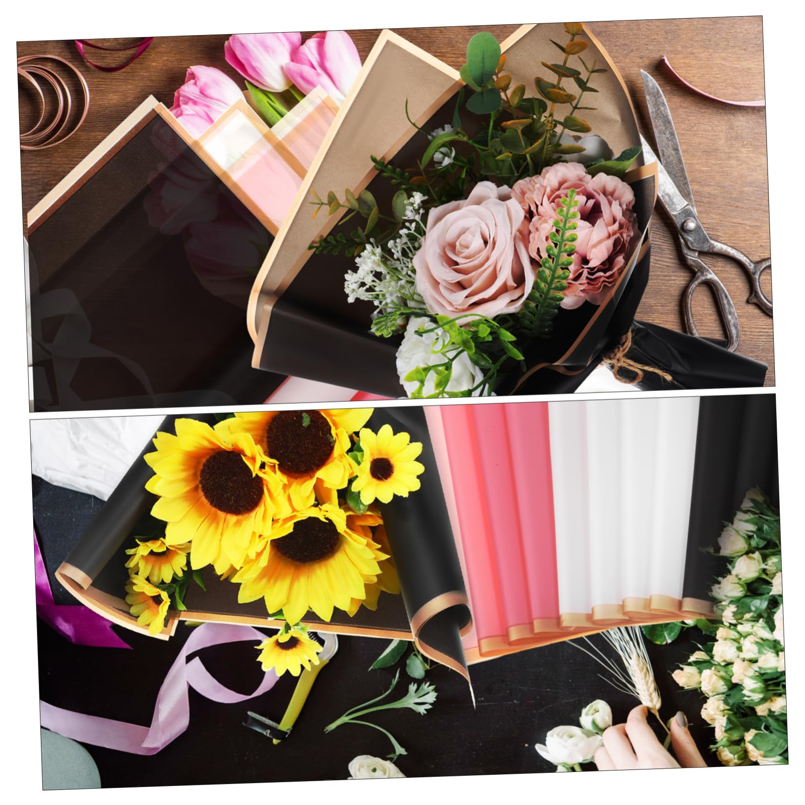 Papel para Envolver Ramos de Flores Translúcido, 60 Hojas