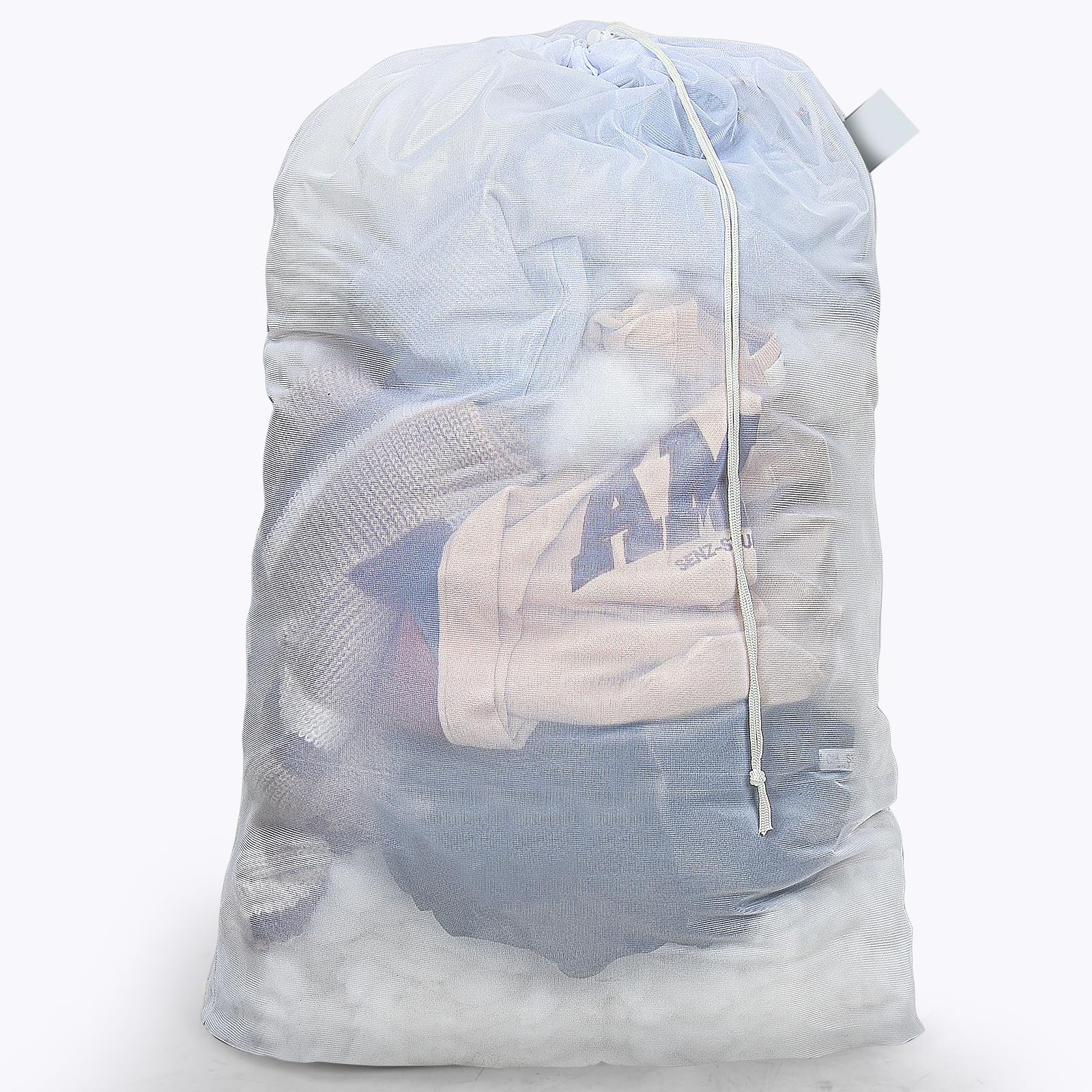 Mesh Laundry Bag, 24" x 36" Large Heavy Duty Laundry Bag,Travel Laundry Bag for Dirty Clothes,Drawstring Laundry Bag for Apartments,College Dormitories,Camp (1 Pack, White)