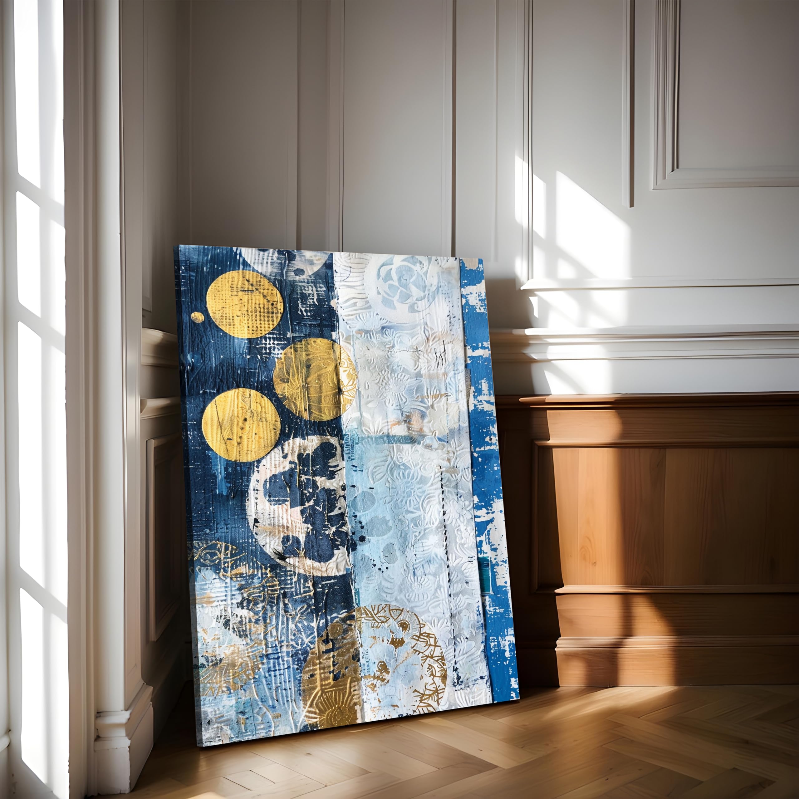 Abstract Geometric Canvas Painting - Beige, 23x35 Inch -23 Abstract Geometric Canvas Painting - Beige, 23x35 Inch -23
