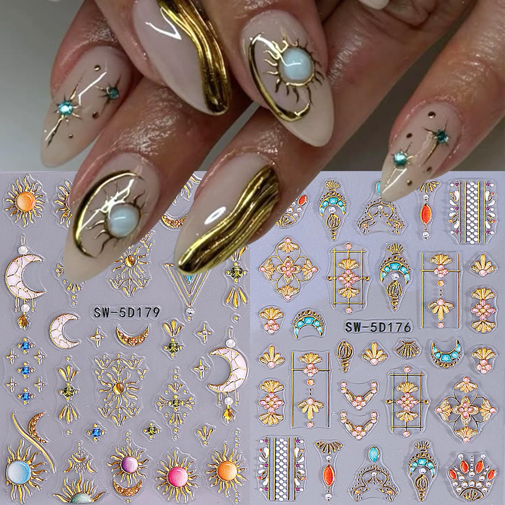 Sun Nail Stickers - Bohemian Nail Art Decals -3