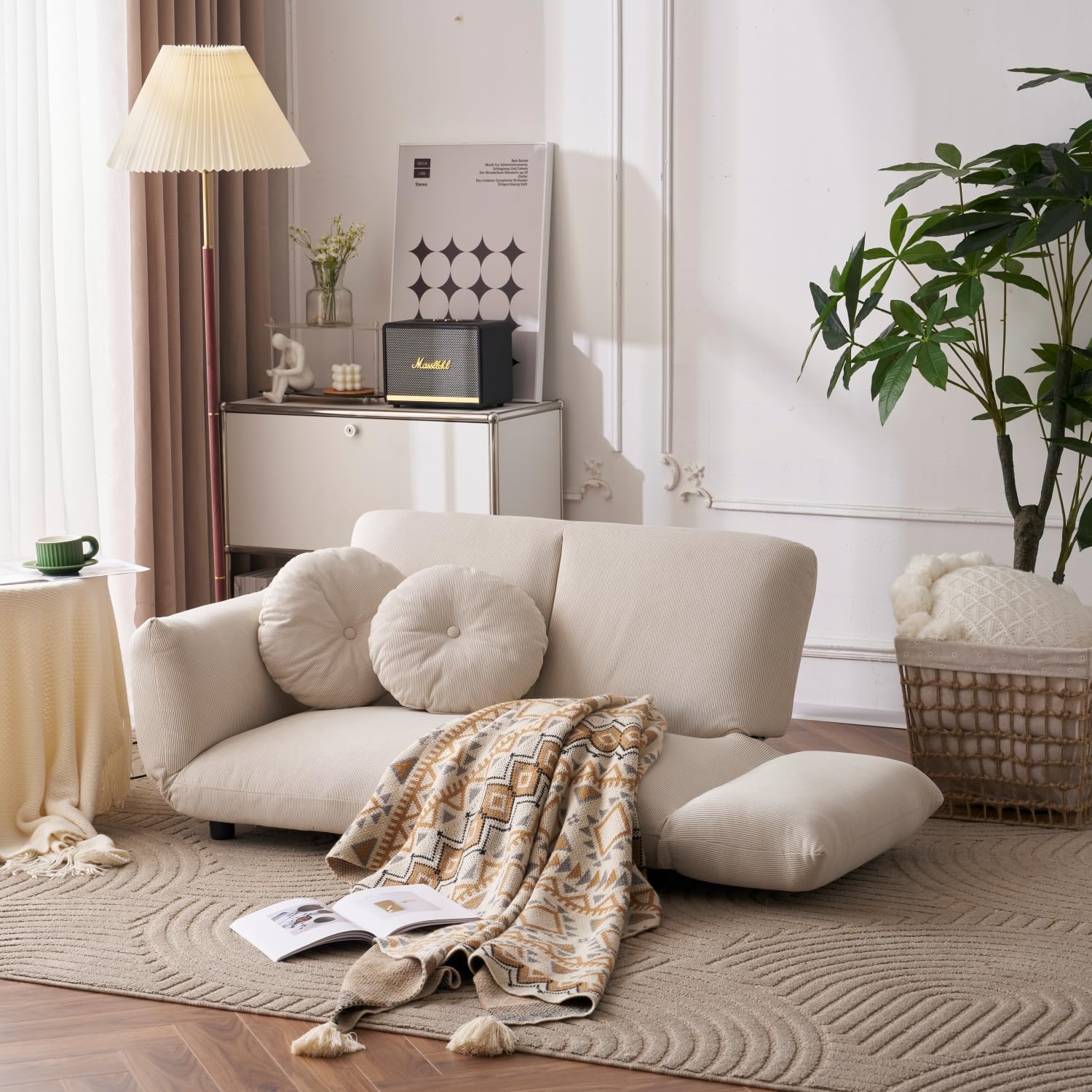 ソファ　ソファー　ローソファ　ソファベッド　フロアソファ　2人掛け　ベージュ Amazon｜ソファ ソファベッド フロアソファ コンパクト ローソファ